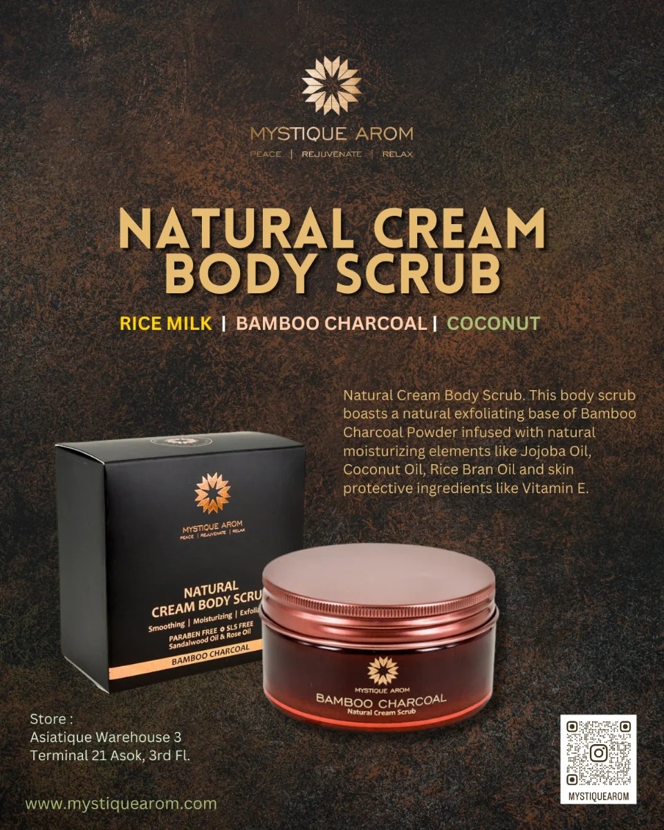 Looking for a natural way to achieve glowing skin? Look no further than Mystique Arom's Natural Body Scrub! This gentle yet effective scrub removes dead skin cells and impurities, leaving your skin feeling refreshed and renewed.
Made with love from Thailand, Mystique Arom's Natural Body Scrub is the perfect blend of luxury and affordability. Treat yourself to this little piece of paradise!
Your skin will thank you!
#natural #mystiquearom #asiatiquetheriverfront #terminal21asok #bodyscrub