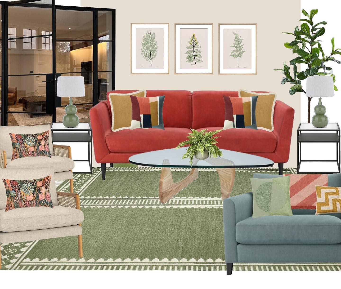 As part of my clients’ full house renovation, they are building an extension which will become a lovely light filled family room leading onto the garden. Working from an architect’s plan can bring its own challenges as there is no physical space to see or original features to guide the design. A blank canvas can often leave clients wondering ‘where do I start?’.
I firstly think about where the new extension will be located, which direction will it face, how much light will it get. This will then inform the tone of colour choices for the space.
I then think about what style might suit the new space. In this instance, although the rest of the house is Victorian, the new space will be modern in design which provides the opportunity for a more contemporary interior.
Lastly, I think about the purpose of the room and at what time of day or night it will be used. Also, what sort of atmosphere needs to be created. This family room will be used both day and evening so we’ve opted for a colourful, contemporary and uplifting scheme. I can’t wait to see this room take shape 😊