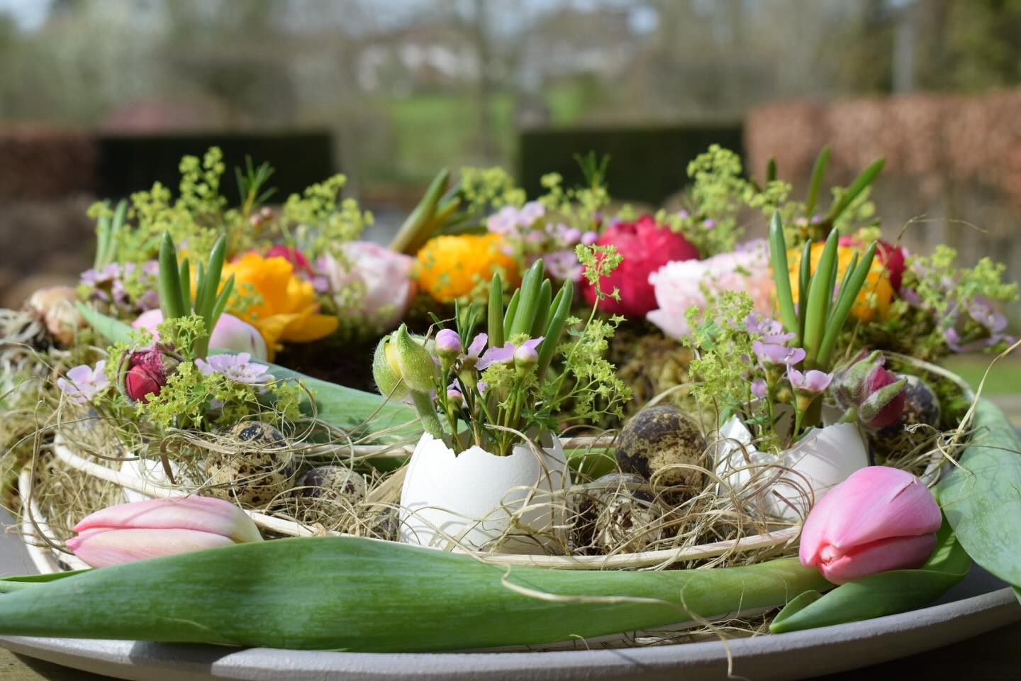 Une nouvelle photo sans filtre de notre composition florale de 🐣 : « Couronne en deux façons ». Merci à toutes les participantes 🌸 #fleursaddict #walhain #artfloral #coursartfloral #pâques #agoragroup_ #crauwelspeersbvba