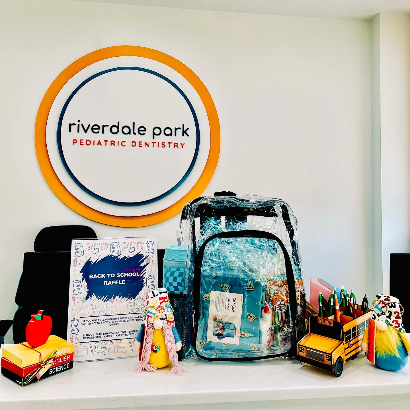 ๐ซ No cavity club back to school raffle ๐ฆท โจ. Our patients that come in for a cleaning ONLY & leave with no cavities get a chance to participate in our back to school raffle where we will be giving away a school book bag with school supplies. Winner will be announced august 20th.