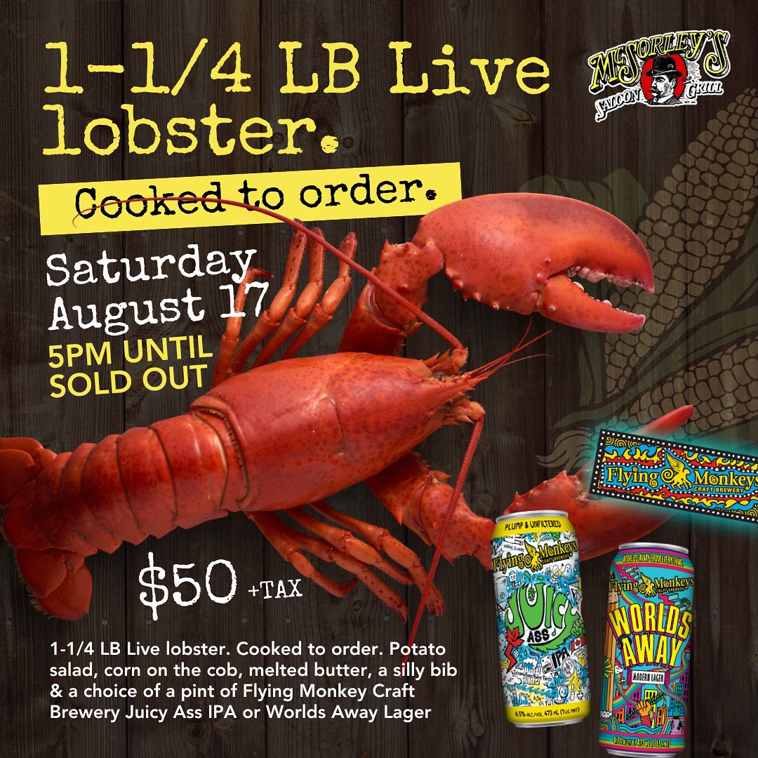 Itβs our Annual Lobster Nite at Mcsorleys coming up Saturday August the 17th. Join us for live Lobster, cooked to order, w/ Potato salad, corn on cob, melted butter, a silly bib & a choice of pint on draft of Flying Monkey! Cheers! #leaside #leasidelife #leasidelife #leasidemoms #leasidecommunity #bayviewleaside #bayviewleasidebia #bayviewvillage #yongeandeglinton #mountpleasantmoms #davisville #davisvilletoronto #davisvillemoms #midtowntoronto #lobsterfest #torontopubs #torontobars #yyzfoodies #yyzeats #torontoblogger #torontorestaurants #flyingmonkey #flyingmonkeyscraftbrewery