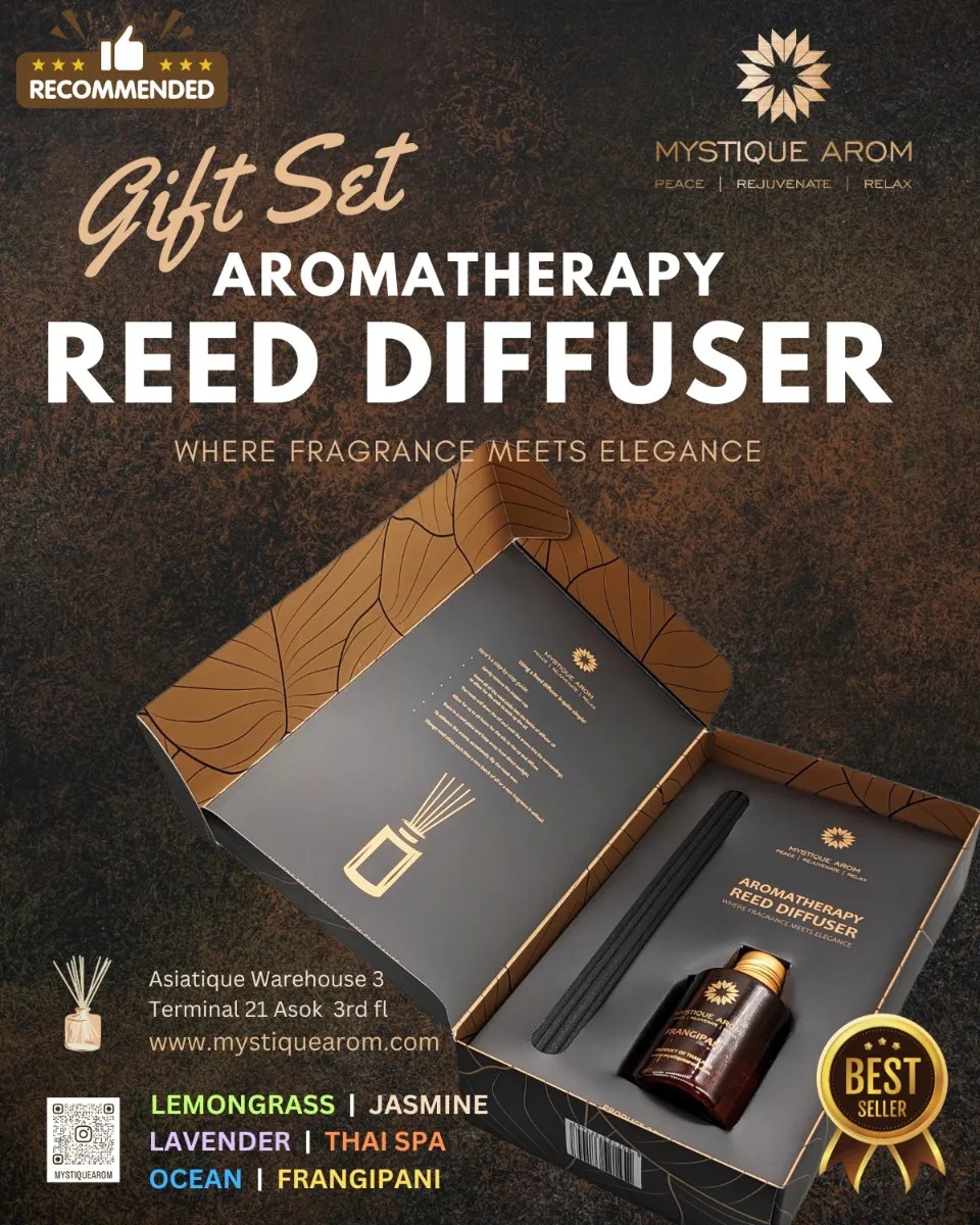 New Product....Reed Diffuser Gift Set 50ml
Available in 6 Best Selling scents !
#mystiquearom #asiatiquetheriverfront #terminal21asok #aromatherapy #reeddiffuser #diffuser #bangkok