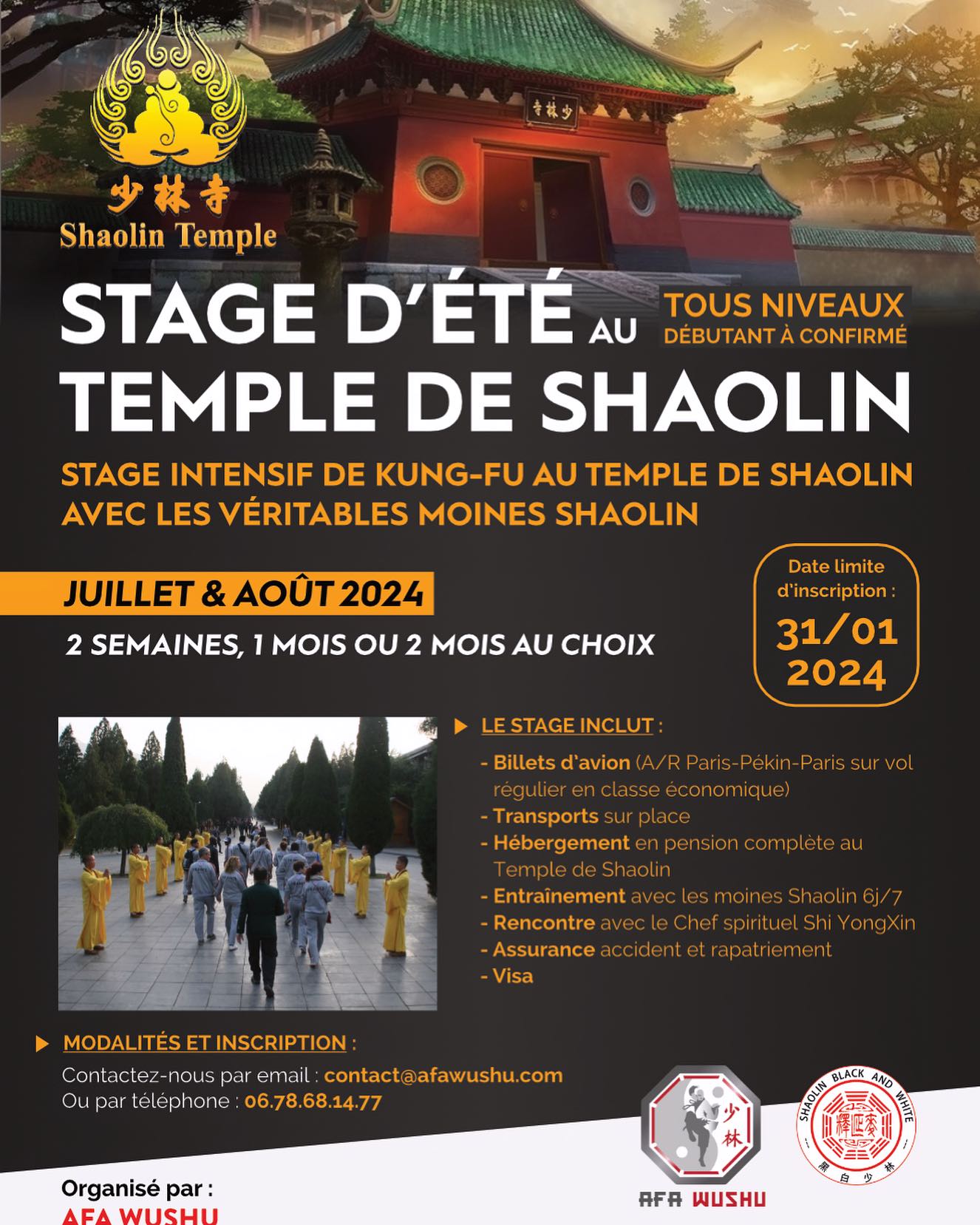 Le retour de notre traditionnel stage au temple de shaolin 🤩
Ne manquez pas cette occasion 🔥
