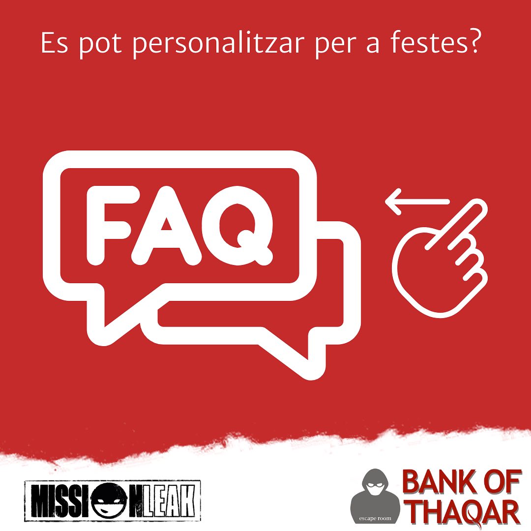 FAQ: Es poden fer celebracions en aquest escape?
#bankofthaqarescape
