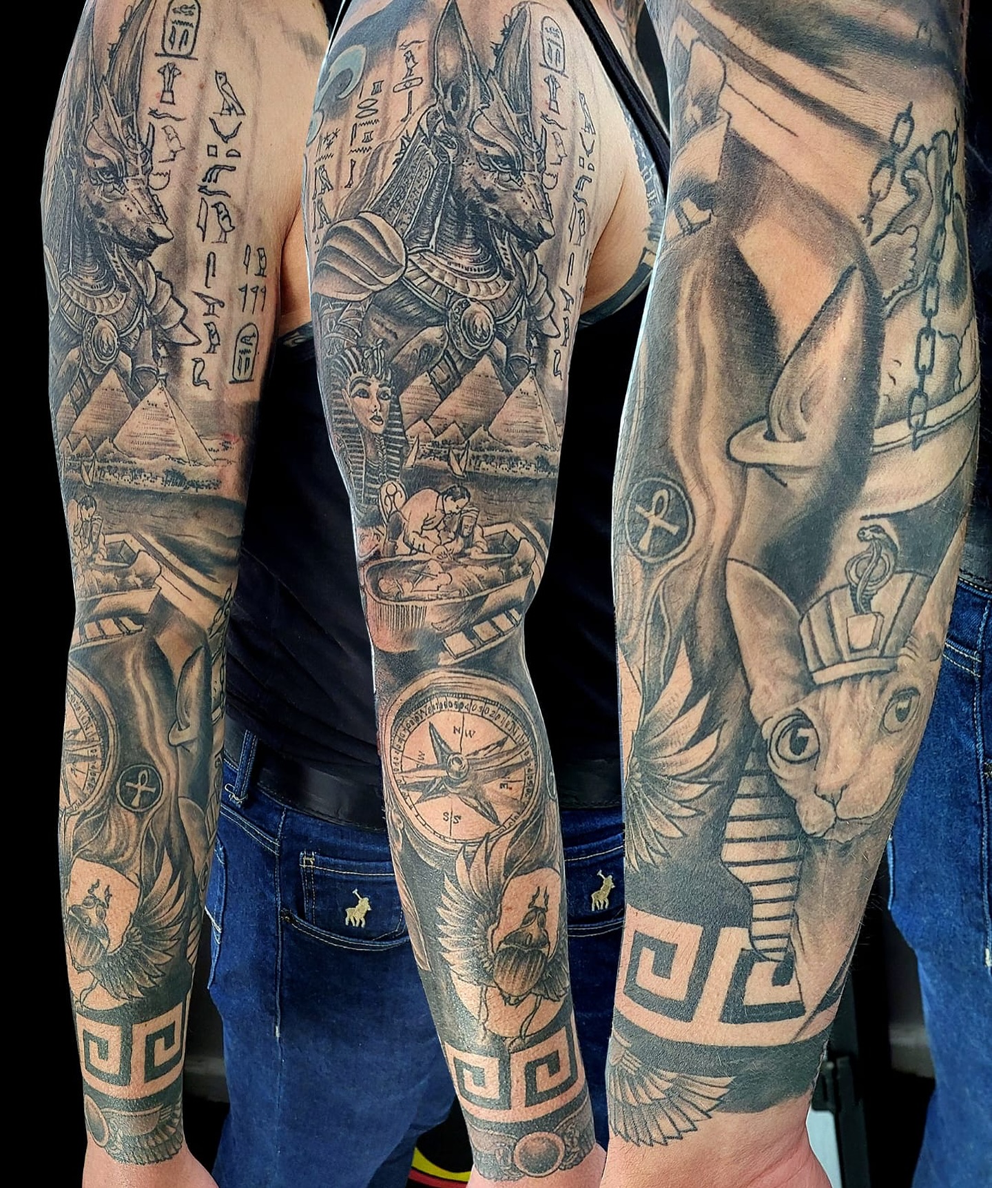 Milo finished this awesome Egyptian inspired sleeve for @swart_gavin
Gavin is like family in the studio, he has walked a long path with us! He has more work in progress, so keep an eye out for more finished pieces 💪🏽💥
#mrluckystattoo #capetowntattoo #capetowntattooartist #capetowntattoostudio #capetowntourism #tattoossofinstagram #inkstagram #tattooideas #tattoolove