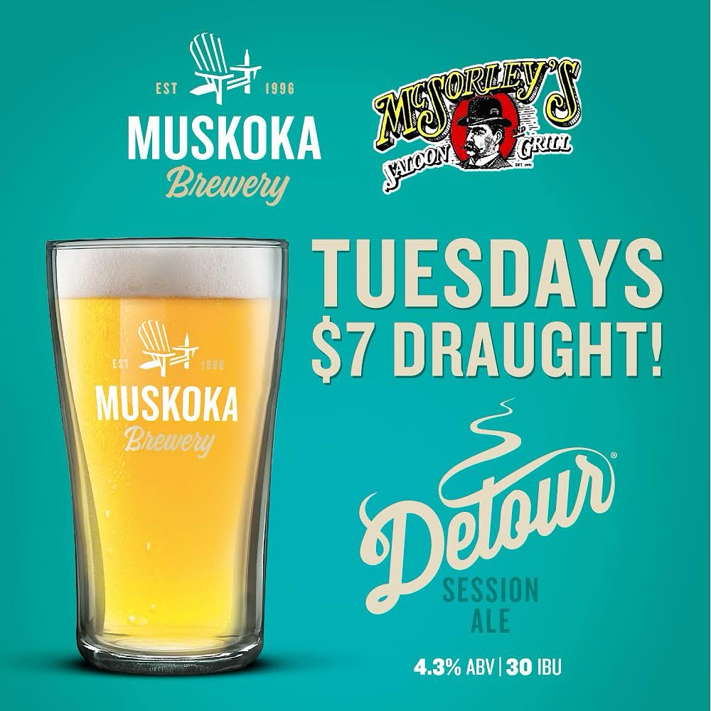 Look whoβs back in town! Enjoy a pint of Detour every Tuesday for $7.00 βββββββββββββββββββββββββββββββ#bayviewleasidebia #leaside #leasidelife #yongeandeglinton #davisville @muskokabrewery
