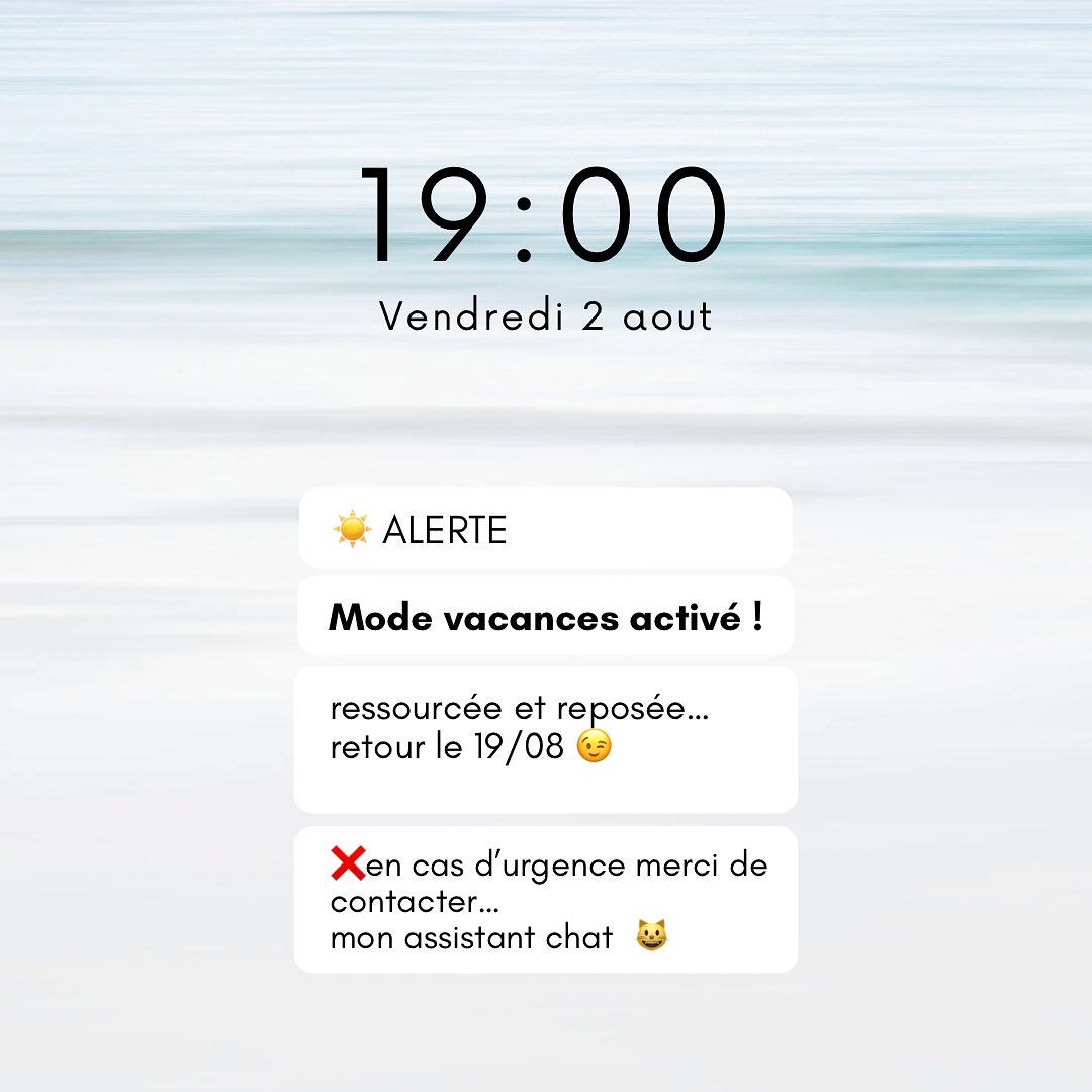 L’heure des vacances a sonné, et ce n’est pas sans un certain plaisir, je dois bien l’avouer….
Je vous retrouve le 19/08 après avoir fait le plein d’énergie pour répondre au mieux à vos demandes!
#ploemeur
#lorient
#larmorplage
#guidel