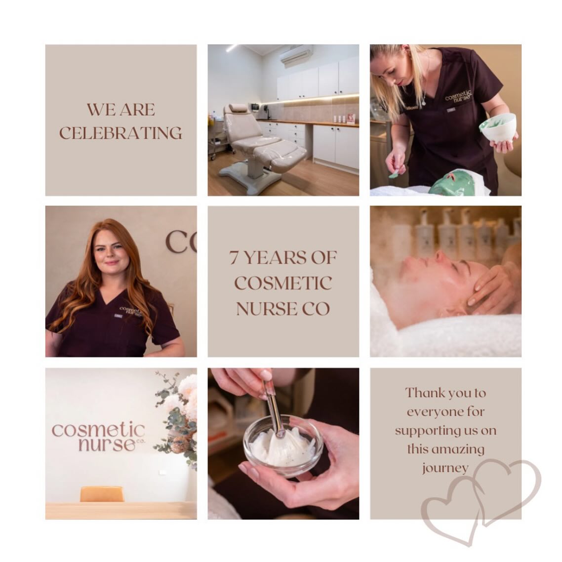 Happy 7th Birthday Cosmetic Nurse Co!
Did you know we established ourselves in Yarraville in 2017? Seven years has gone in the blink of an eye!
Cosmetic Nurse Co is our passion, our creative outlet and has given us the gift of meeting A LOT of wonderful patients over the years.
In October 2023 we moved to our new clinic in Newport and have been growing steadily, welcoming new team members and more opening hours!
We are so grateful for the endless support from our loyal patients. The visits, the real talk, the flowers, the word of mouth recommendations, surprise reviews, and vouchers you gift to friends and family.. it all sincerely warms our heart. We genuinely love coming to work everyday.
This clinic has become everything we hoped it could become thanks to our wonderful team of nurses and the lovely people we welcome in every day!
Here’s to another 7 years of being the inner west’s worst kept secret 🥂😉🤫