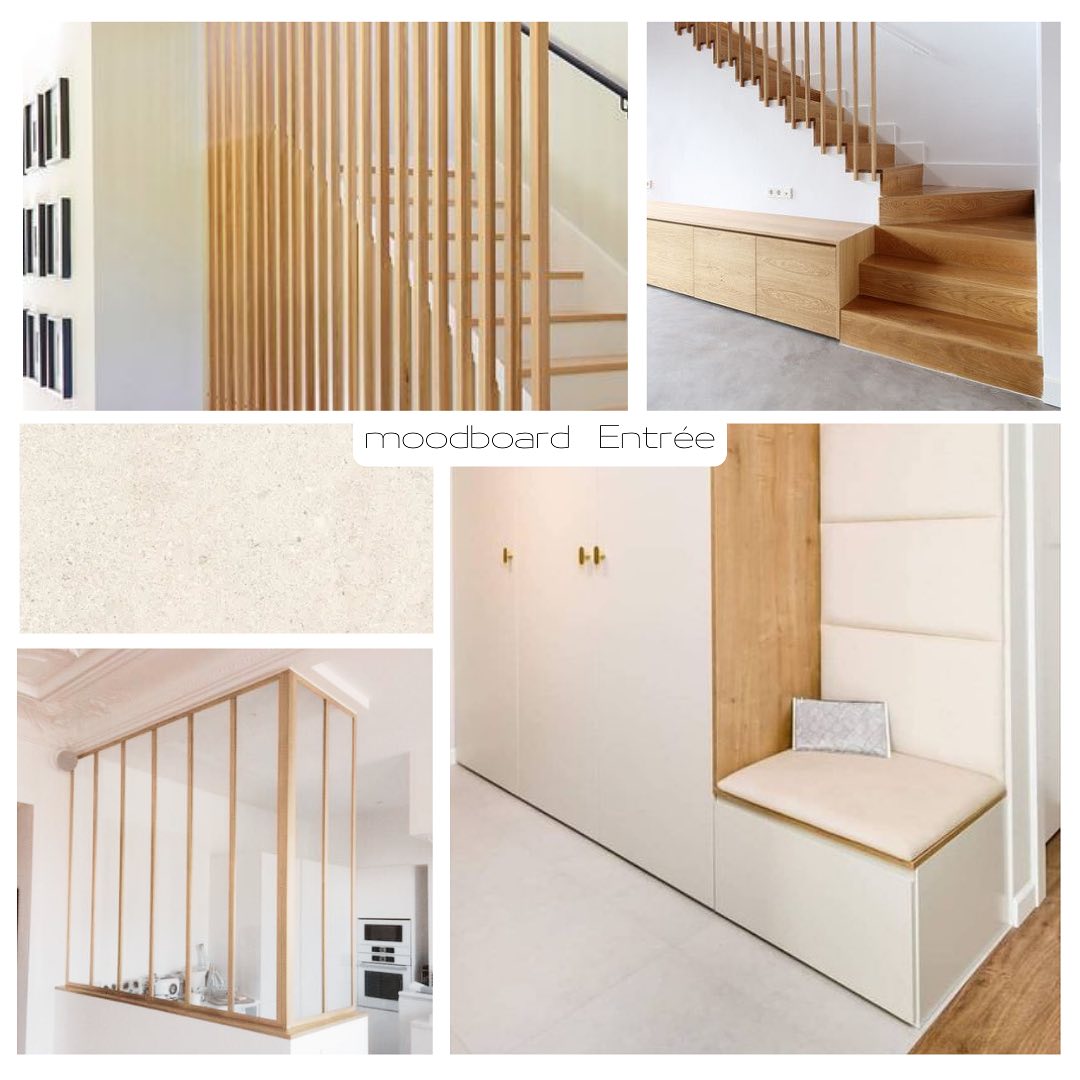 • Projet Écureuils • L’Entrée
Pour ce projet, mes clients souhaitaient définir une véritable zone d’entrée, qu’ils n’ont pas actuellement, tout en gardant la luminosité apportée par la fenêtre située dans la cuisine attenante.
➡️ Je leur ai proposé de réaliser des agencements où ils pourraient ranger leurs manteaux, en incluant une banquette dans laquelle quelques chaussures trouveraient facilement leur place.
➡️ J’ai préconisé de repeindre les contremarches de l’escalier en bois bien trop présent et de remplacer la rambarde par quelque chose de plus actuel.
➡️ Et pour délimiter clairement cet espace de la cuisine, tout en gardant la luminosité actuelle, une verrière jouera le rôle de séparation mais sans isoler.
Voici le mood board que j’ai réalisé: une ambiance claire dans une tonalité de crème qui se marie parfaitement avec le chêne.
Cette planche d’inspirations leur donnera le fil conducteur, et sera accompagnée d’un visuel 3D pour qu’ils se projettent au mieux.
(Sourcing photos sur Pinterest)
🏠 Vous aussi, comme mes clients, vous manquez d’inspiration pour optimiser votre espace ou avez du mal à faire vos choix quant aux teintes ou aux matériaux?
Alors n’hésitez pas à prendre contact avec moi:
👉🏻 contact@lateliervm.fr
🙏🏼 ou à liker ce post 😉
#ploemeur
#lorient
#larmorplage
#guidel
#decorationinterieur
#decoration
#architectureinterieure
#moodboard
#entrée