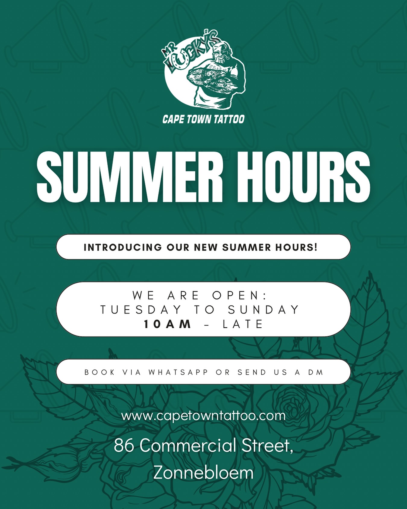 Summer is here! Get in on our summer hours and book your next tattoo from 10am. We are open until our last client is done.
It is always a good idea to book ahead to ensure you are guaranteed a spot.
Book via DM or WhatsApp.
#mrluckystattoo #capetowntattoo #capetowntattooartist #capetowntattoostudio #capetowntourism #tattoossofinstagram #inkstagram #tattooideas #tattoolove