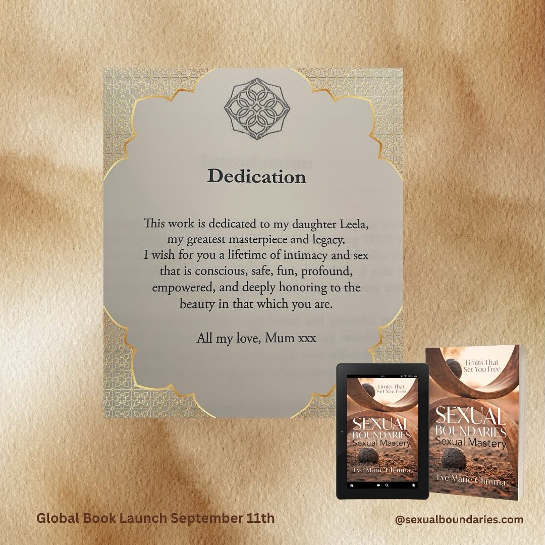 There’s so many reasons I spent 3 years refining this work. At the core, it’s the s ❤️ xual inheritance that I’m leaving to my girl and her children and her children’s children ❤️🌹❤️🌹❤️🌹
I gently and lovingly ask you, what is the s ❤️ xual inheritance you are leaving to your children? This book is for you and them 🙏
Sexual Boundaries Sexual Mastery: Limits That Set You Free
Book Launch September 11th
www.sexualboundaries.com
