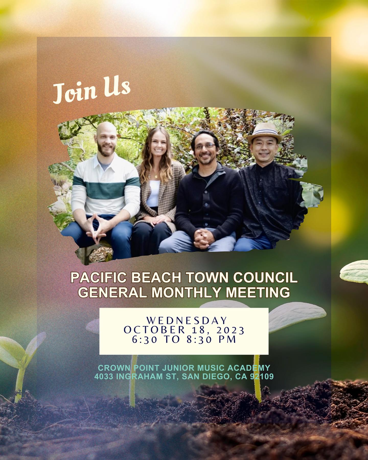 TONIGHT! 🗣️The PB Town Council General Monthly Meeting will be at the Crown Point Junior Music Academy (4033 Ingraham Street) on Wednesday Oct 18, 2023 at 6:30PM-8:30PM.
Our very own Jordan Delagrange of @sanctuaryofartandhealing will be addressing the community with the “Importance of Preventative Medicine” in community health and healing,
And announcing the Sanctuary’s community offerings now redeemable at the clinic.
Swipe through to see how we can help with financial assistance for your healing treatments. 🙏🏽🍵🌱
See you at the meeting! 🗓️
#pacificbeachcalifornia #pacificbeachsandiego #sandiegohealthcare #sandiegowellnesscenter #wellnesssandiego #pacificbeachwellness #pacificbeachmassage #pacificbeachacupuncture #sandiegoacupuncture #sandiegochinesemedicine