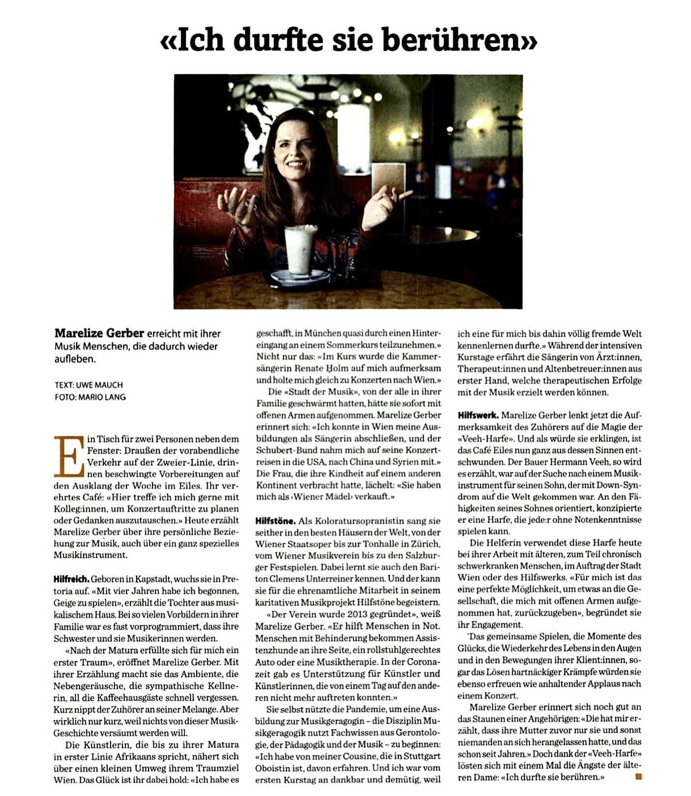 Unser grossartiges Vorstandsmitglied @marelize.gerber im Interview über ihre Arbeit als Künstlerin und unermüdliche Arbeit bei den HILFSTÖNEN @hilfstoene für Menschen in Not. Wir sagen DANKE liebe MARELIZE GERBER‼️ @hilfstoene @marelize.gerber @augustin.boulevardzeitung @clemensunterreiner #hilfstöne #marelizegerber #ClemensUnterreiner #kammersänger #österreich #musikgeragogik #veehharfe #unterreineropera #unterreiner #intendant #operburggars #garsamkamp #oper #opera #charitygentleman #hilfstoene #operasingers #operalover #musik #news #kultur #OperaNews 📸©️HILFSTÖNE -| Augustin