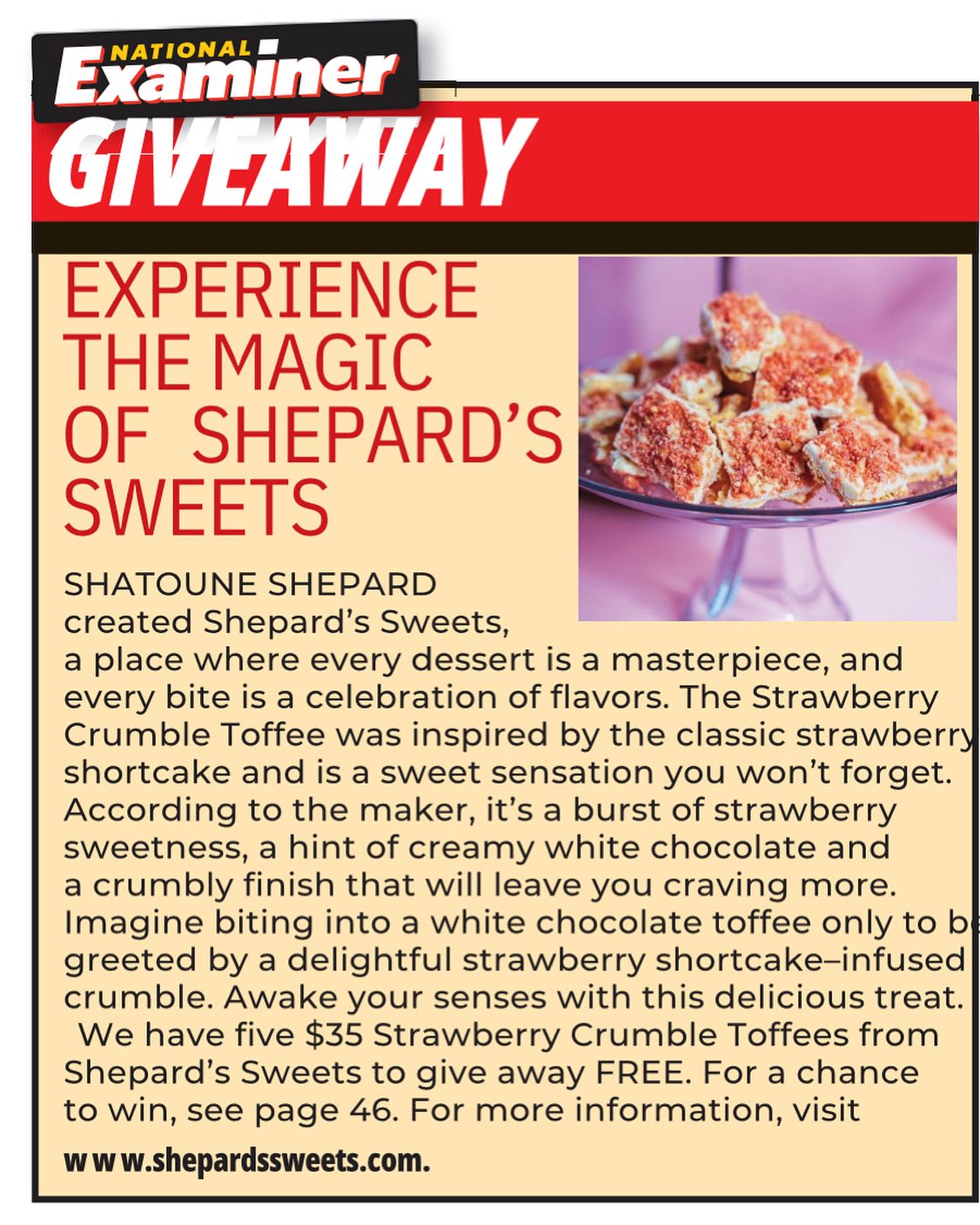 Shepards Sweets feature in the National Examiner!