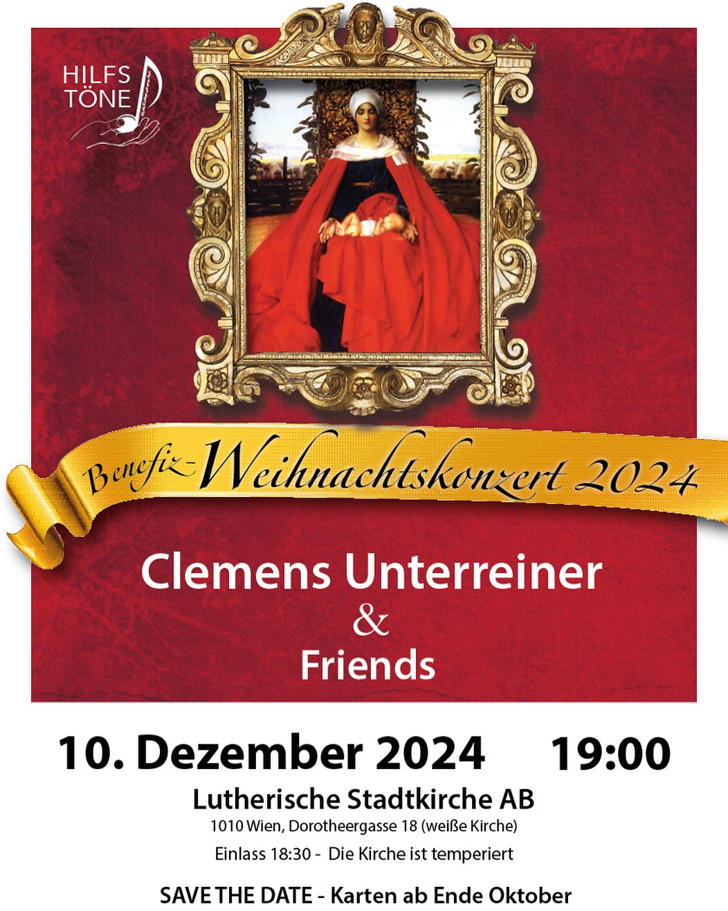 Save the date 🗓️ 10.12 um 19:00 ⏰ Das große Benefiz Weihnachtskonzert der HILFSTÖNE 🎶 Karten AB ENDE OKTOBER online unter www.hilfstoene.at/tickets @hilfstoene @clemensunterreiner @lutherische_stadtkirche_wien #ClemensUnterreiner #kammersänger #österreich #wienerstaatsoper #ViennaBaritone #unterreineropera #unterreiner #intendant #operburggars #oper #opera #concert #konzert #charitygentleman #hilfstoene #weihnachten #benefizkonzert #weihnachtskonzert #operasingers #operalover #letsopera #musik #news #kultur #OperaNews 📸©️HILFSTÖNE