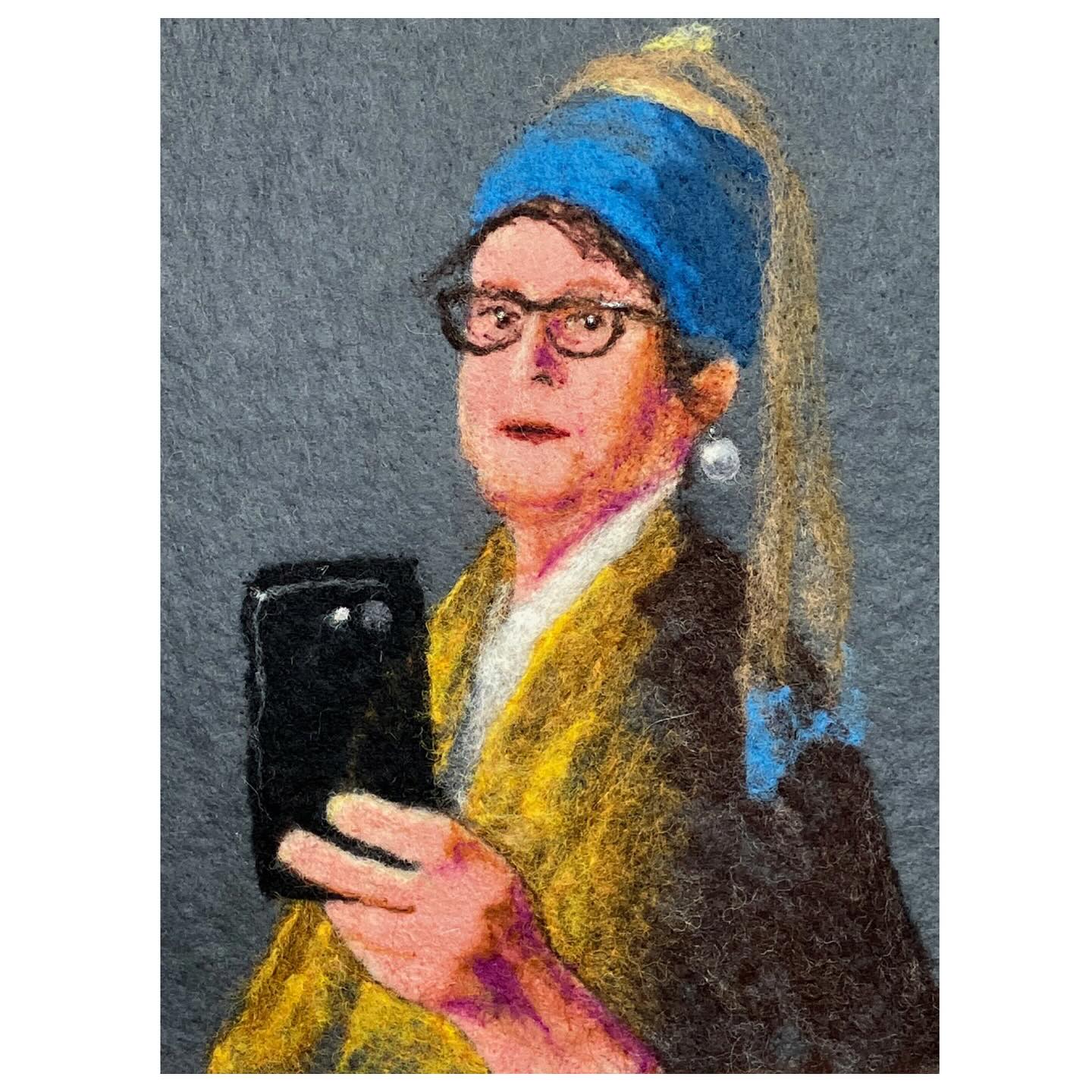 Next in our members spotlight of Elizabeth Stubbs is these self portraits.
The first one was made for a guild challenge inspired by a piece of art we like and the second one is a sample for a class taught by Elizabeth.
Wet and needles felted. #wetfelting #needlefelting #wetfelted #selfportrait