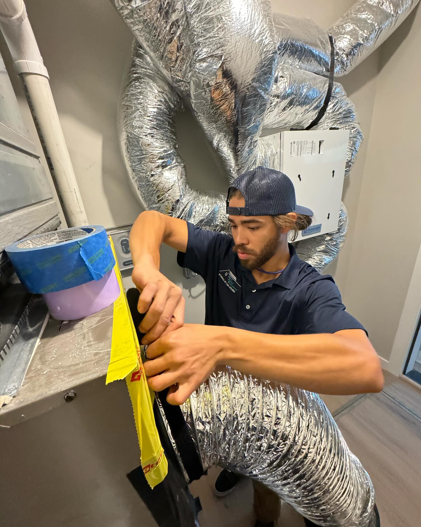 Wrapping up a final HERS today. Elan is quickly becoming the expert on duct and blower door testing!