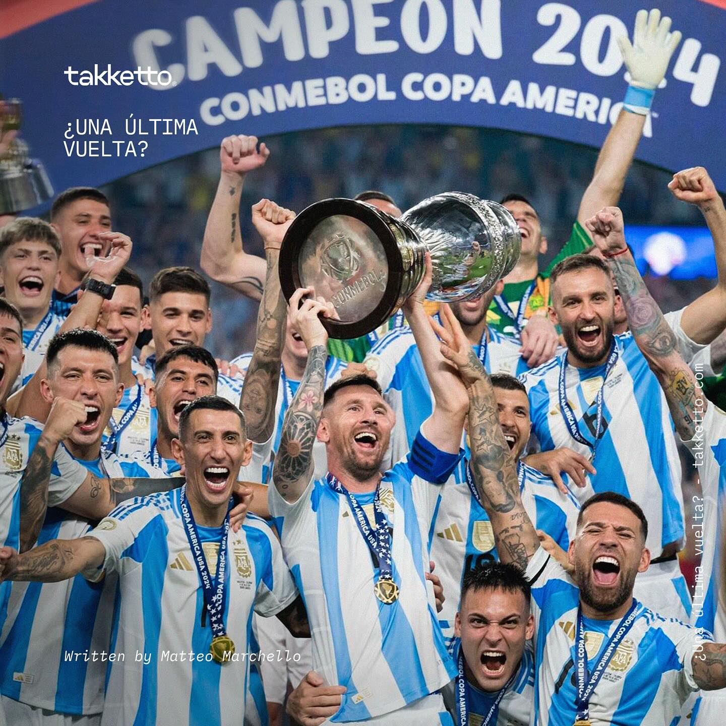 On Sunday night, the Copa America ended with the same outcome as several other tournaments played in recent times: with Leo Messi lifting a silver trophy and displaying it, along with his teammates, under the stands filled with jubilant Argentinians.
Yet, his festive Sunday hadn’t started in the best way: in the 66th minute, in fact, Leo had left the match due to an ankle problem. The cameras mercilessly captured him in tears, as he looked despondently at the pitch, where his teammates couldn’t find the winning touch to get the better of Colombia, who had played a great game as well as a great tournament.
Thus, it went to extra time, when Lo Celso launched Lautaro Martinez into space with an extraordinary volley, allowing him to score the only goal of the match.
It was the most honorable way to bid farewell to Angel Di Maria, an immense footballer whom the entire football world will miss when he decides to hang up his boots. He will, perhaps, do so after his last ride with Benfica. With the national team, he already has: the match against Colombia was his last performance for the national team. When, inevitably, it will be Messi’s turn, it will be the same, but now is not the time to think about it, but to enjoy his umpteenth triumph.
Lastly, it was also a test for the United States of America, who organized this edition and will also handle the next World Cup along with Canada and Mexico. For them, the balance is definitely not positive: disorganization, in fact, was the real protagonist of this tournament. Bielsa - another personality we will miss when he no longer coaches - has said it on more than one occasion. We hope he was heard.
Written by Matteo Marchello @brigatacavallino
#argentina #copaamerica2024 #leomessi #footballhistory #art #footballart #takketto_