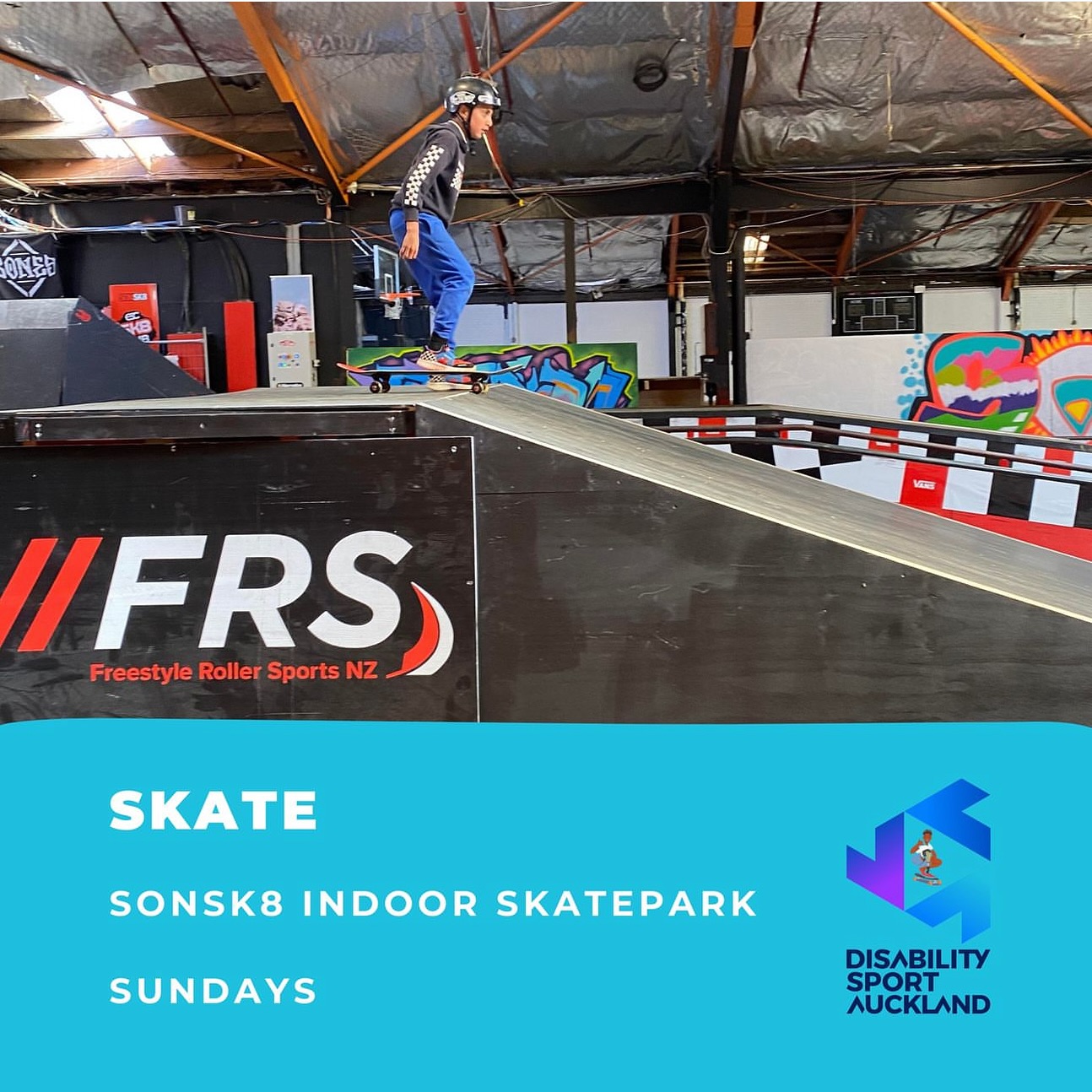We are so stoked to be running fortnightly adaptive skate lessons with @disabilitysportauckland starting next weekend at @sonsk8indoorskatepark ! 💌
This is a free programme and there are only 15 spaces available so make sure you get in quick to secure your spot!
Register here
https://www.disabilitysportauckland.co.nz/skate
Any questions please contact aleisha@disabilitysportauckland.co.nz