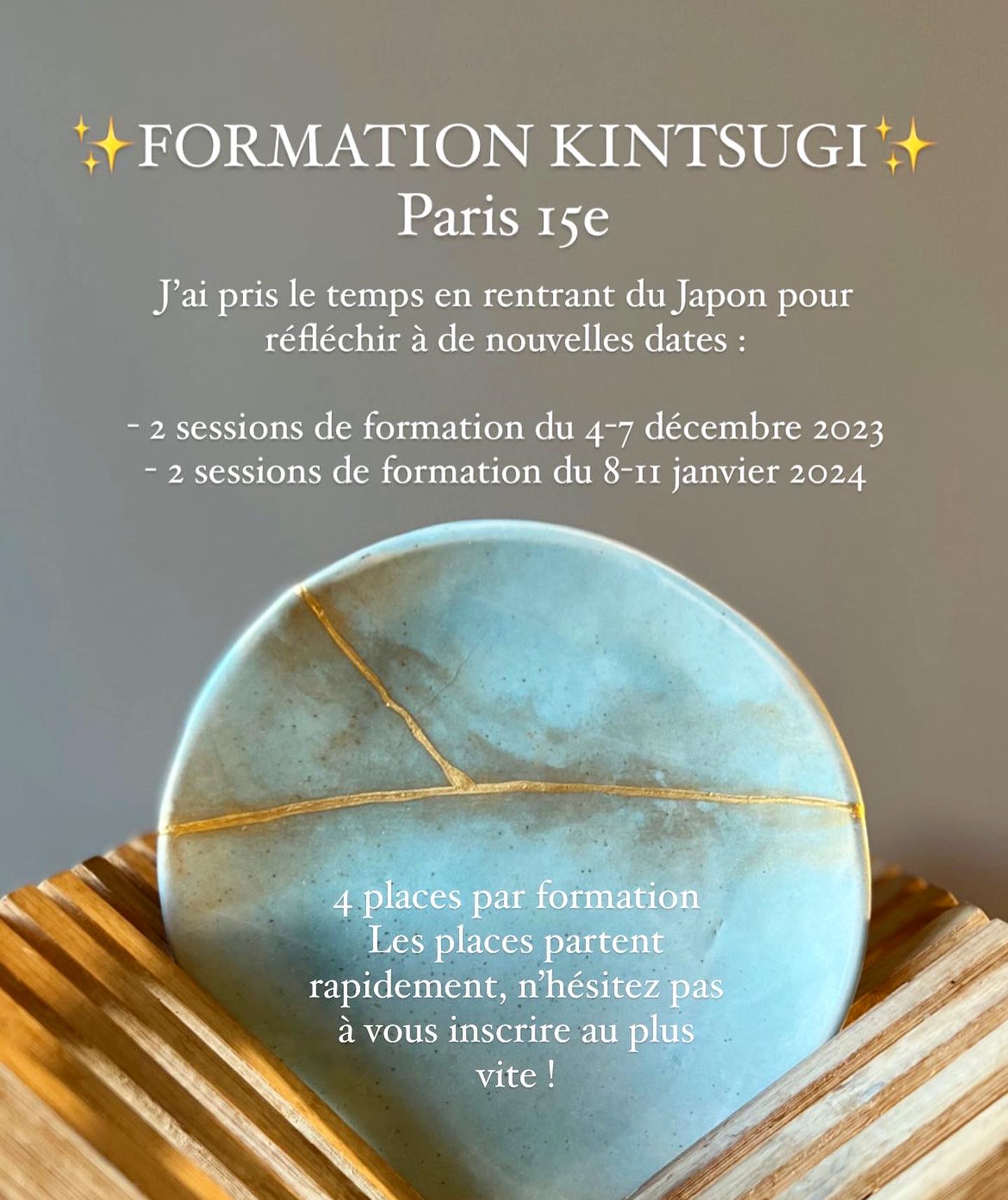 ✨FORMATION KINTSUGI ✨
Les nouvelles dates sont en ligne sur mon site -en lien dans la description de mon profil. À très bientôt à l’atelier 😻
#kintsugi #formationkintsugi #kintsugiart #kintsugiparis #kintsugirepair #kintsugilover #ceramics #ceramique #poterie #pottery #urushi #laque #japancrafts