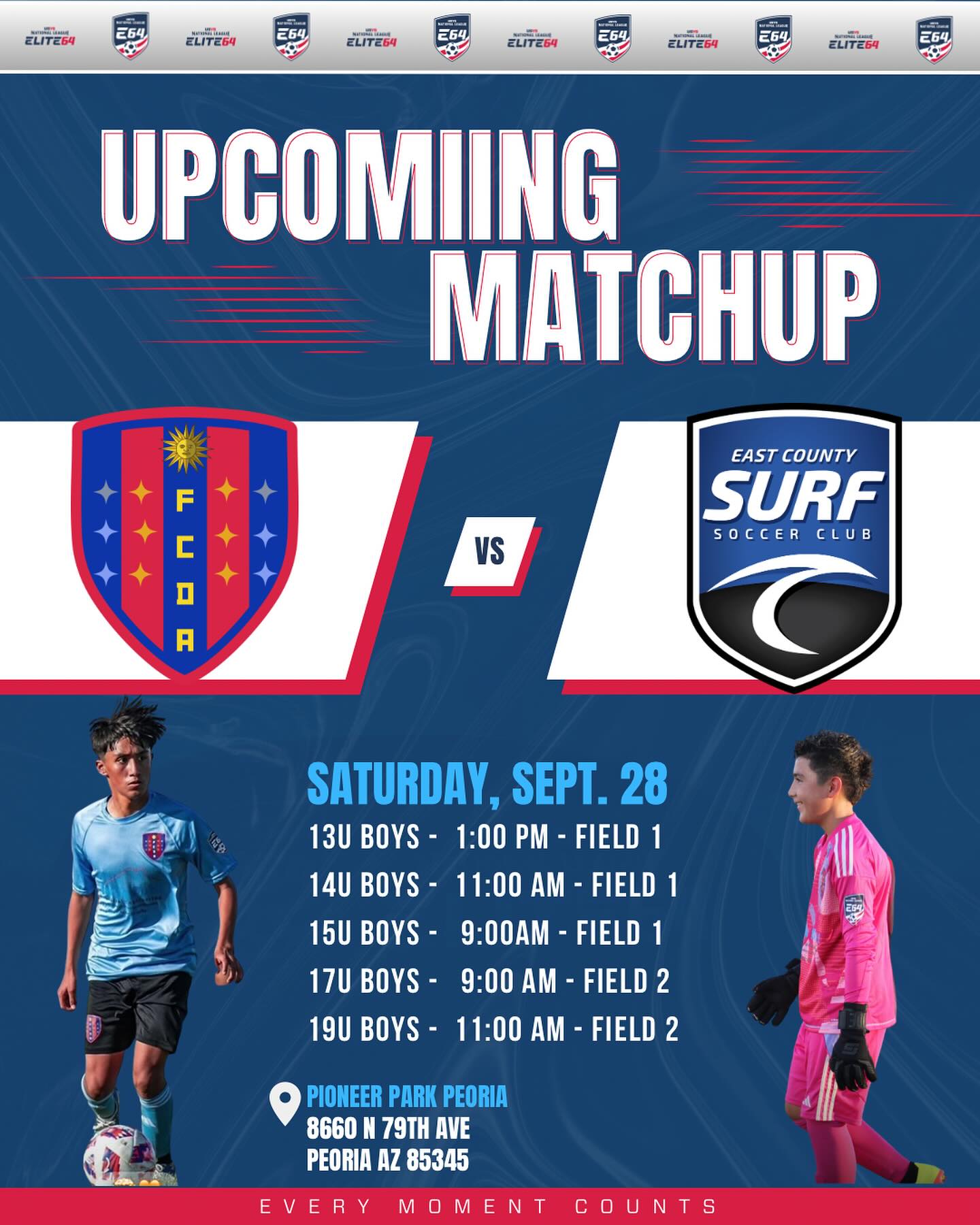 F.C. Deportivo AZ. elite 64 N.L. home opener Sept 28th and 29th 🫡🔴