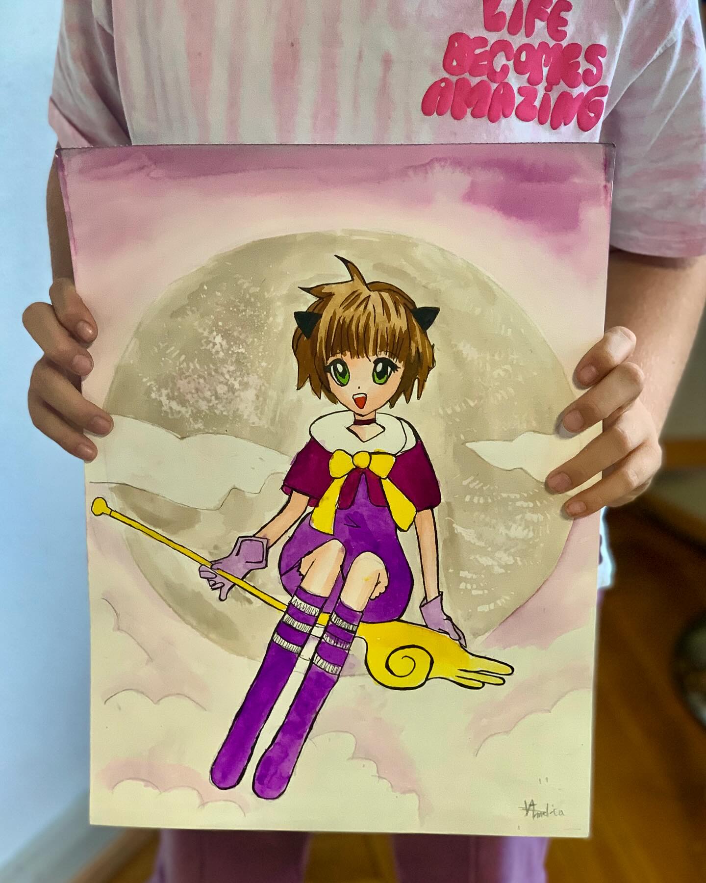 Un dessin de Amélia, 8 ans. #sakuracardcaptor #clamp #dessinmanga #dessinenfant #studentdrawing #colorex