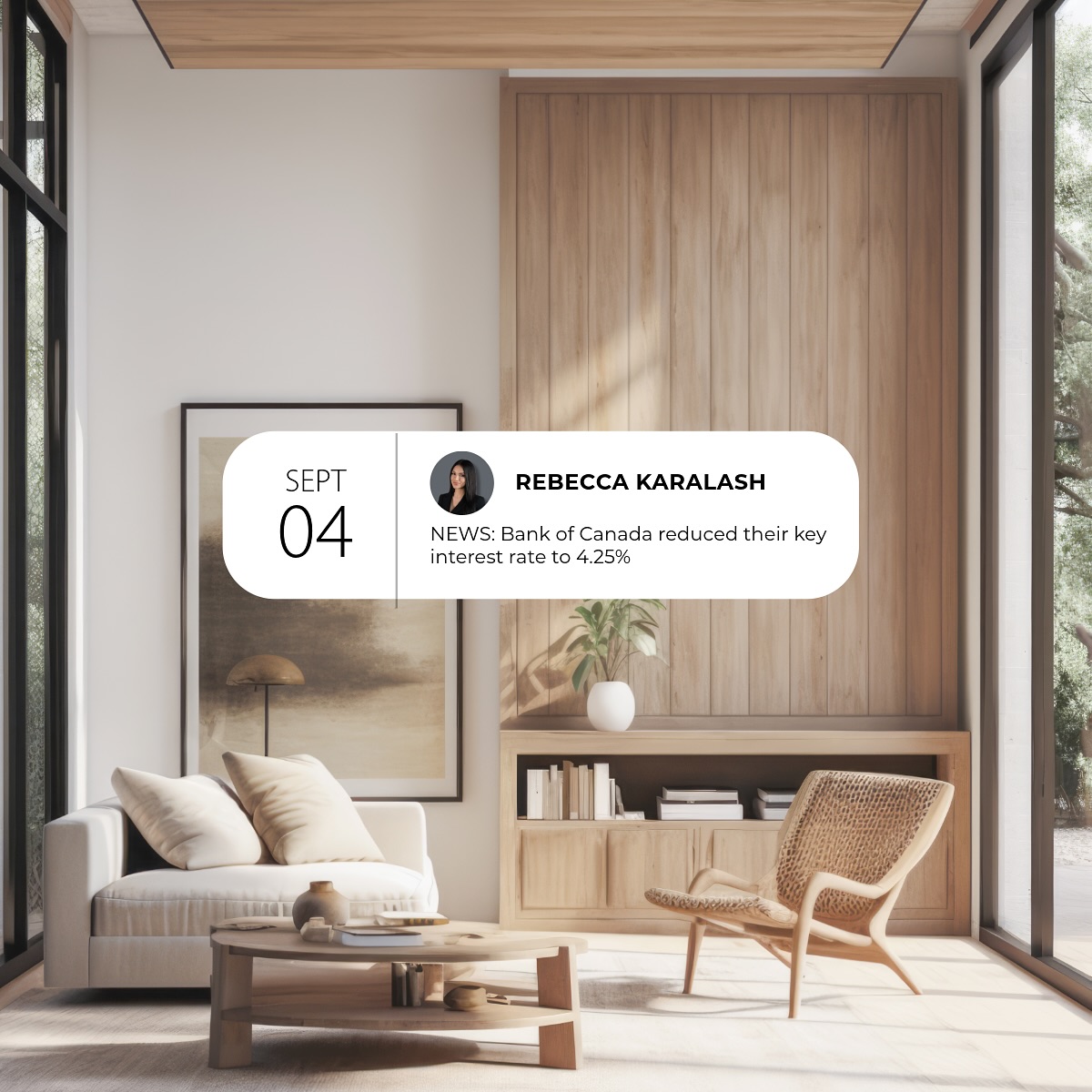 The Bank of Canada lowered its key interest rate to 4.25% today.
This is the third rate cut since June and the first time we have seen three consecutive reductions since the global financial crisis in 2009. It is predicted that these rate cuts will continue, and we will likely see another reduction at the next scheduled rate update on Oct 23rd.
Hit the follow button to be kept informed on future rate changes 👌🏼
Rebecca Karalash | Realtor®
📱 204-688-6406
🌍 www.rebeccakaralash.com
.
.
.
#winnipegrealtor #winnipegrealestate #realestateagent #winnipegrealestateagent #homebuyingtips #firsttimehomebuyer #buyers #interestrates #bankofcanada