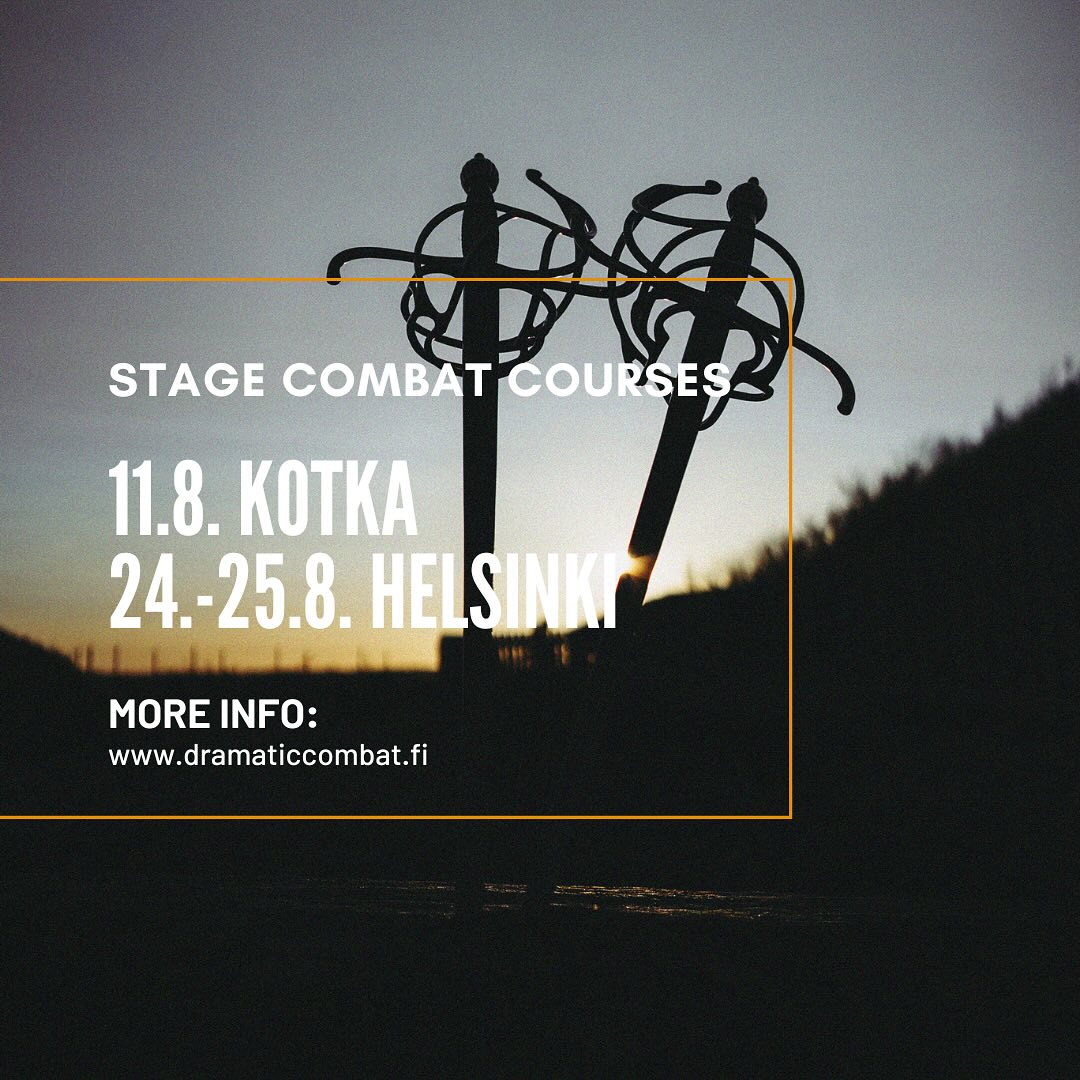 Ready to unleash your inner action hero? Our Stage Combat workshop is the perfect opportunity to introduce yourself to the world of stage combat, refine your existing skills, or try something new. Join us and discover the thrill of simulated battles, learn safety techniques, and have fun while doing it!
Closest workshops:
11.8. in Kotka
24.-25.8. in Helsinki
More info and registration on our webpage.
#dramaticcombatfinland #dcf #nordicstagefightsociety #nsfs #stagecombat #screencombattraining #näyttämötaistelu #fightforfilm #stagefighting