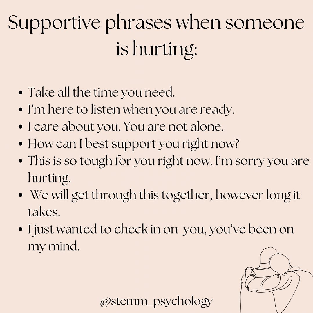 Sometimes finding the right words can be difficult. While each situation might call for variations to these, here’s a few ideas on how you can reach out to those people you care about when they are struggling.
#partsofus #internalfamilysystems #clinicalpsychologist #psychologist #psychologistsofinstagram #therapistsofinstagram #therapy #psychology #psychologistbrisbane #paddingtonbrisbane #emotions #letsheal #cptsd #depression #anxiety #mentalhealthmatters #mentalhealth #dbt #schematherapy #grief #support #sadness #compassion