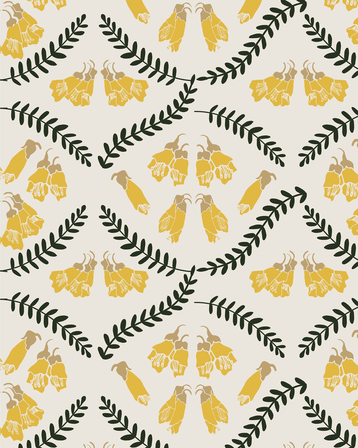A bit of pattern design in illustrator today preparing for a new piece. Watch this space. #kowhai #kowhaipattern #patterndesign