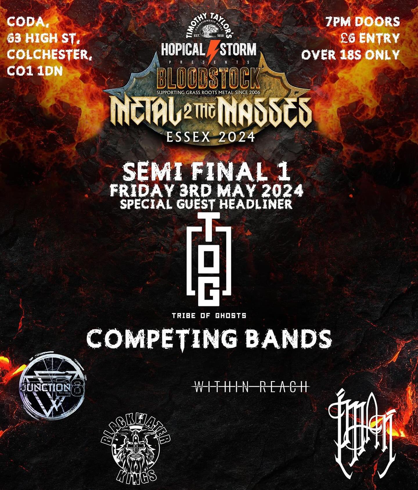 *** MAY 3RD - SEMI FINALS ***
We are thrilled to go back to @codacolchester to play the semi finals of @metaltothemassesessex with a chance to play @bloodstockopenair ๐ค
Once again we are asking for your help to make your way to Colchester on Friday the 3rd of May. We need your votes! ๐ค
We will be up against @blackwaterkings @withinreachuk and @iman_ahmed_music ๐
Special guest headliner for the evening is @tribeofghostsband ๐ฅ
#junction28 #j28 #junction28band #m2tm #metal2themasses #m2tmessex #essex #codacolchester #newmusic #livemusic #unsignedmusic #unsignedband #metalmusic #metalband #dancemetal #synthmetal #numetal #battleofthebands #colchester #bloodstock #bloodstockopenair #synth #guitar #bassguitar #drums