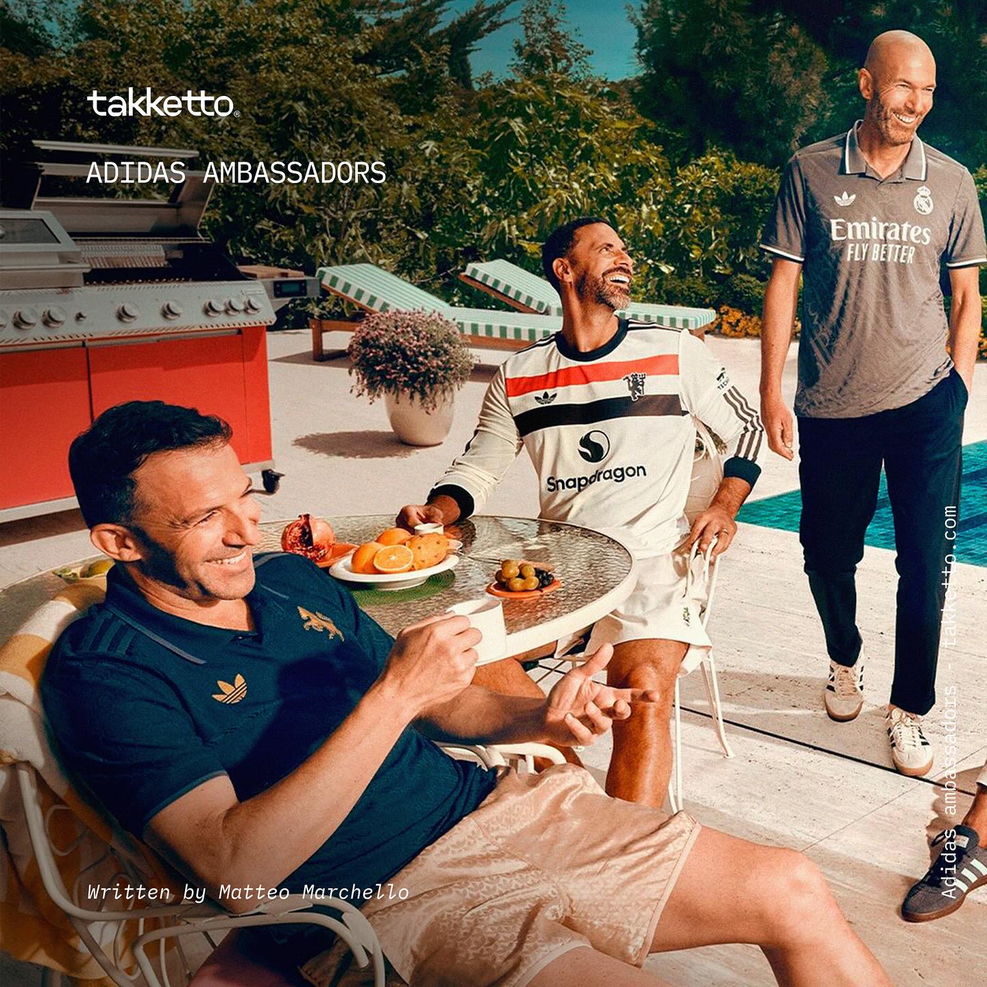 Patrick Viera, Bastian Schweinsteiger, Alessandro Del Piero, Zinedine Zidane, and Rio Ferdinand are not just the names of a hypothetical and incredibly strong five-a-side team (waiting for a goalkeeper), but also the names of Adidas ambassadors for the launch of some “third kits” for the 2024/25 season.
Arsenal, Bayern Munich, Juventus, Real Madrid, and Manchester United are the teams for which the German brand has created collectible jerseys inspired by the history of each club. Each of these jerseys has a minimalist style, designed to highlight a single detail on the playing uniform.
In particular, Juventus, Manchester United, and Arsenal feature crests with a zebra, the devil with a trident, and the cannon, respectively, symbols that were used as identity symbols for the three teams in the past. Bayern Munich, on the other hand, features a crest - aesthetically quite similar to the current one - that was used in the 1970s. Finally, Real Madrid features the “RMCF” lettering subtly embossed across the entire playing uniform, made in an unusual brown color.
In line with the team symbols, Adidas has also decided to place the traditional “trefoil” logo on this special jersey, unlike the traditional Home and Away kits which retain the iconic three stripes.
The entire communication campaign for the launch of this line revolves around a classic aesthetic that harkens back to the 1990s, a decade in which the five ambassadors proudly wore the jerseys of the chosen teams. The photo shoots are also characterized by extremely vivid and saturated colors to evoke the aesthetic of that period. In the images chosen by Adidas, for example, the iconic photo of Del Piero and Zidane at the roadside café, where the former kisses his partner and the latter eats something while awkwardly leaning on a small table, would not look out of place.
Written by Matteo Marchello @brigatacavallino
#adidas #realmadrid #juventus #arsenal #bayernmunich #manunited #footballhistory #art #footballart #takketto_