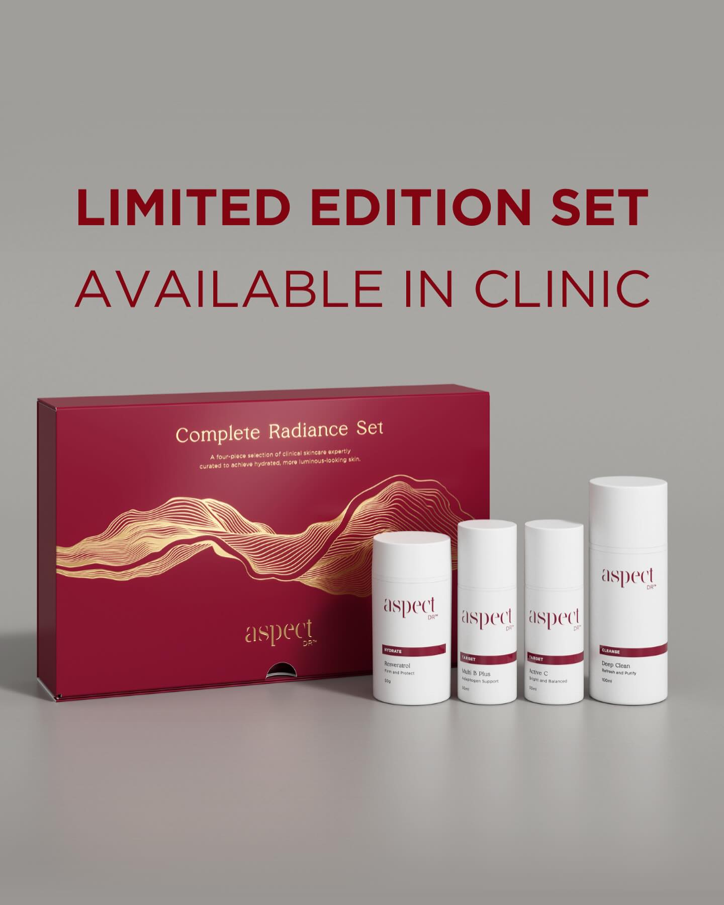 ✨ASPECT DR LIMITED EDITION SET ✨
OMG, I am so happy to announce that I was able to get my hands on the Aspect Dr Limited Edition- Complete Radiance Set! 😍 (it was literally sooo stressful😂)
This kit has been released specifically for the Christmas season ahead. Perfect gift to get for that special someone… or even yourself 😉 hahaha.
This set has completely sold out during pre sale! To the point where head office have had to ask Australia for extra stock. Plot twist: Even Australia has sold out during presale !!! 🫣
Stock is due to arrive in clinic by the end of this week. I will private message those that have pre paid 💕
THIS SET INCLUDES:
- Deep Clean 100ml
- NEW Multi B Plus 30ml
- Active C 30ml
- Resveratrol 50g (moisturiser)
RRP: $314
Total Savings: $180 🤯🤯🤯
These are all full size products! Such a great starter kit.
I can not stress the importance of complimenting your injectables treatments with high quality, medical grade skincare!
I was sadly only able to secure a very limited amount. Once they are sold, I am unable to get anymore in 😭
If you are interested in purchasing, please feel free to send me a direct message. Alternatively, if you are my client, you are more than welcome to give me a call/ txt 💕
*postage available at additional cost.