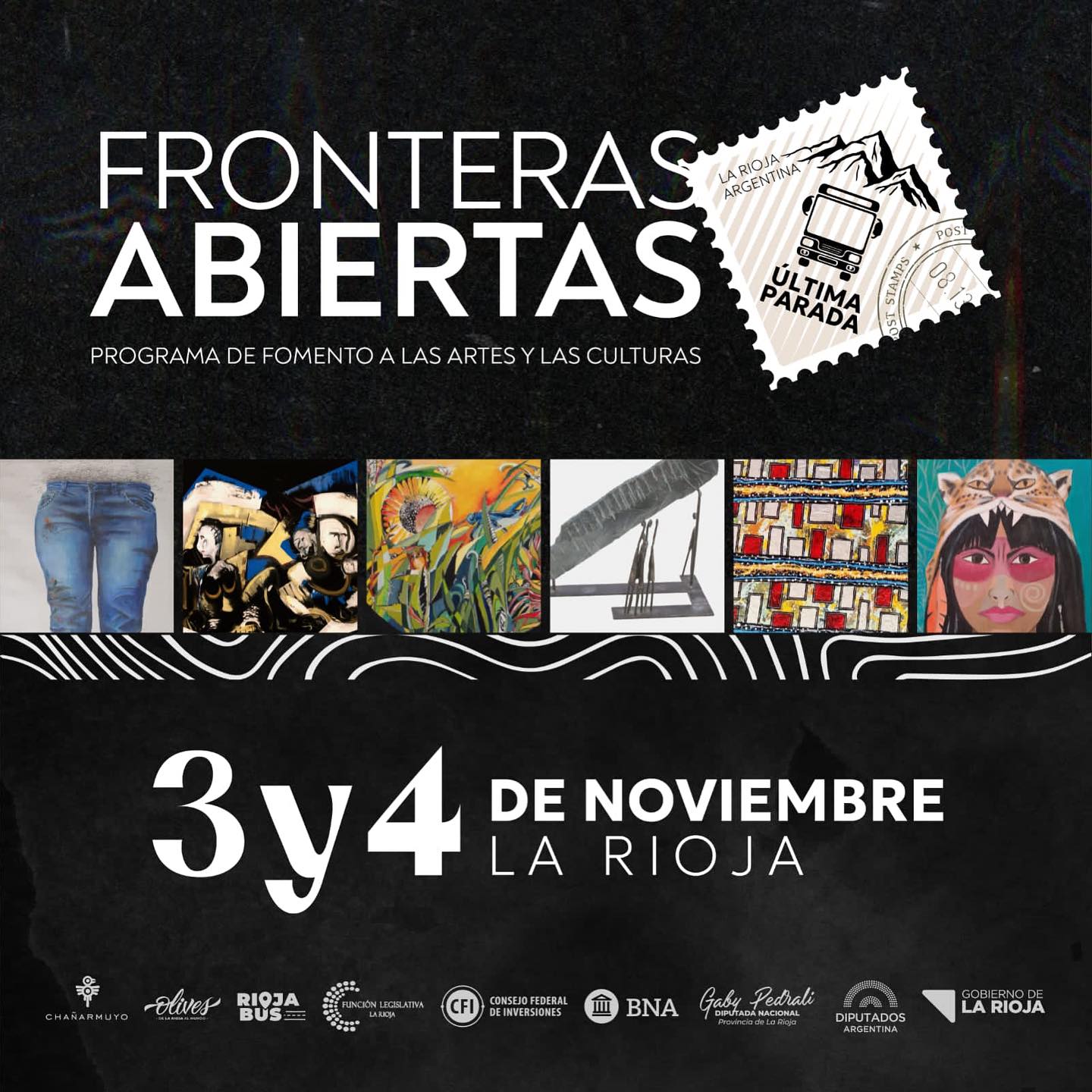 Hoy! Última parada - Fronteras abiertas
Como cierre de este ciclo de exposiciones un grupo de mis obras van a estar exhibidas en la Secretaría de Culturas en La Rioja.
Espero que todos puedan visitar los seis espacios culturales que propone este recorrido.
Gracias @gabypedrali por impulsar esta propuesta.
@patriciaherrerados @visualesculturalr
Gracias @lorenamercadom por organizar este evento.