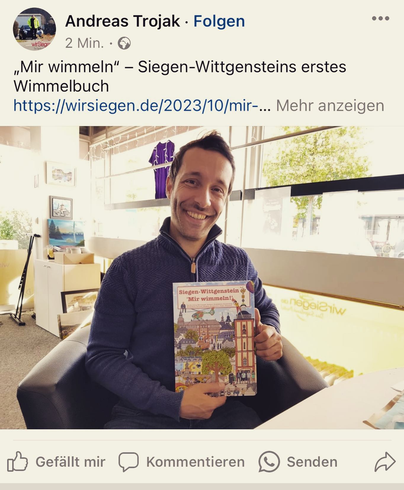 Ein toller Artikel von Andreas Trojak von wirSiegen, vielen Dank!
https://wirsiegen.de/2023/10/mir-wimmeln-siegen-wittgensteins-erstes-wimmelbuch/381124/ #kreuztal #burbachsiegerland #neunkirchen_siegerland #wilnsdorf #siegen #siegenwittgenstein #hilchenbach #netphen #badlaasphe #badberleburg #erndtebrück #freudenbergsiegerland #wimmelbuch #kinderbuch #lokalzauber #siegerland