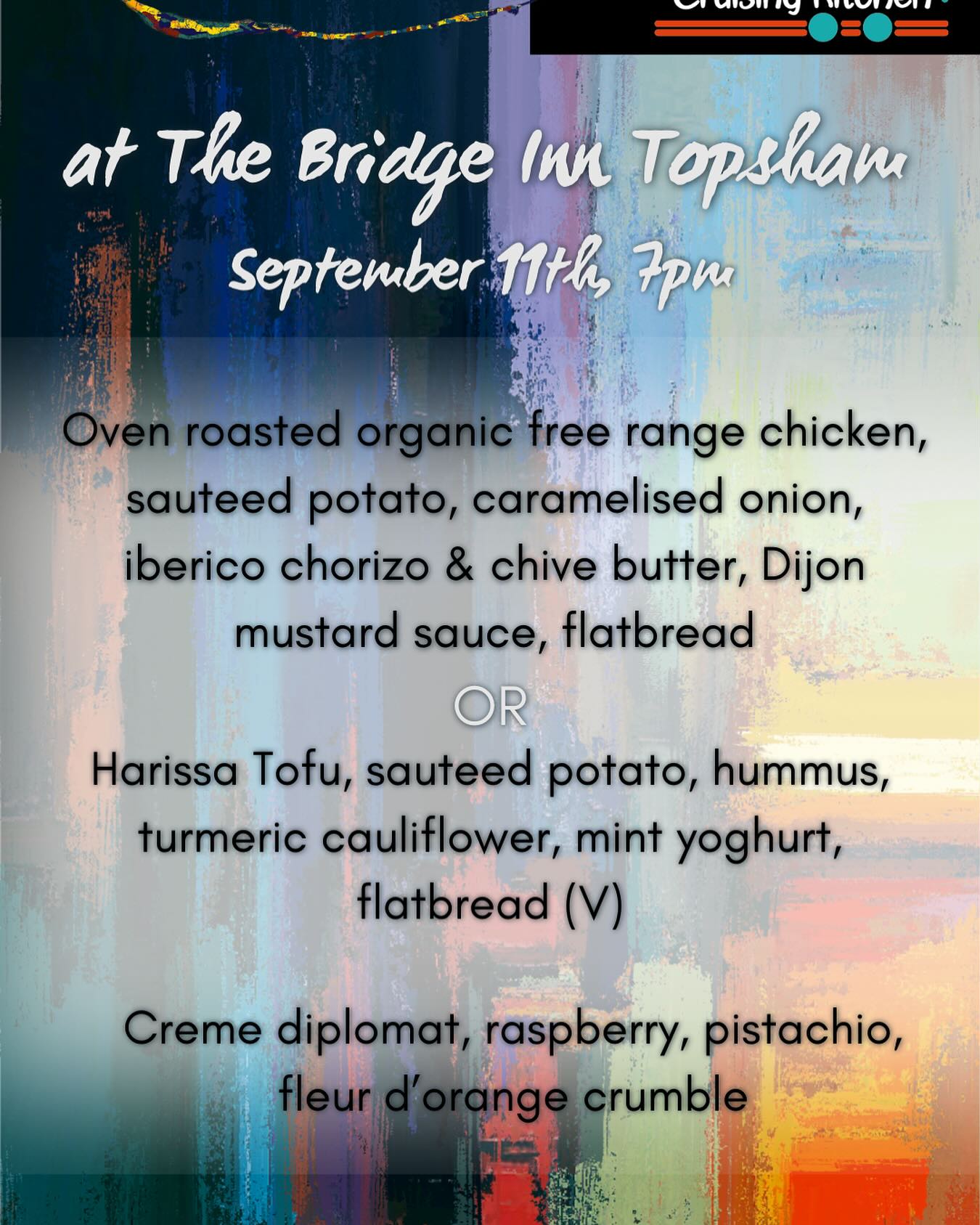 Save the date!! September 11th, we’ll be at the @thebridgeinntopsham . Tickets will go on sale soon.
#sustainablebusiness #localbusiness #popupkitchen #thecruisingkitchen #enviecatering #flavoursaroundtheworld #exeter #topsham #whatsonexeter #exeterfood #devonfood @fooddrinkdevon