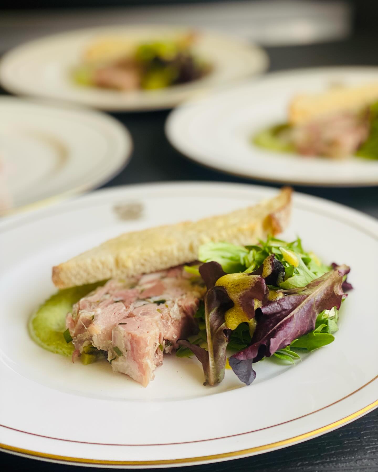 Starters for today’s organision’s Board of Trustees’ meeting.
Homemade ham hock/ salmon ballotine
@tuckershall
#conference #generalmeeting #sustainablecatering #localbusiness #familybusiness #exeter #tuckershall #southwestcatering #devonfood #exetercatering