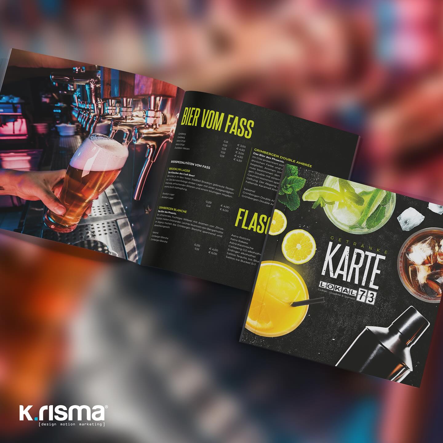 Kunde: Lokal73 aus Bad Lauterberg
Projekt: Neue Getränkekarte. Gestaltung und Druck.
#grafik #motion #marketing #kampagne #design #krisma #werbung #werbeagentur #logo #göttingen #kassel #northeim #niedersachsen #rosdorf #reinhausen #hannover #hildesheim #socialmedia #socialmediamarketing