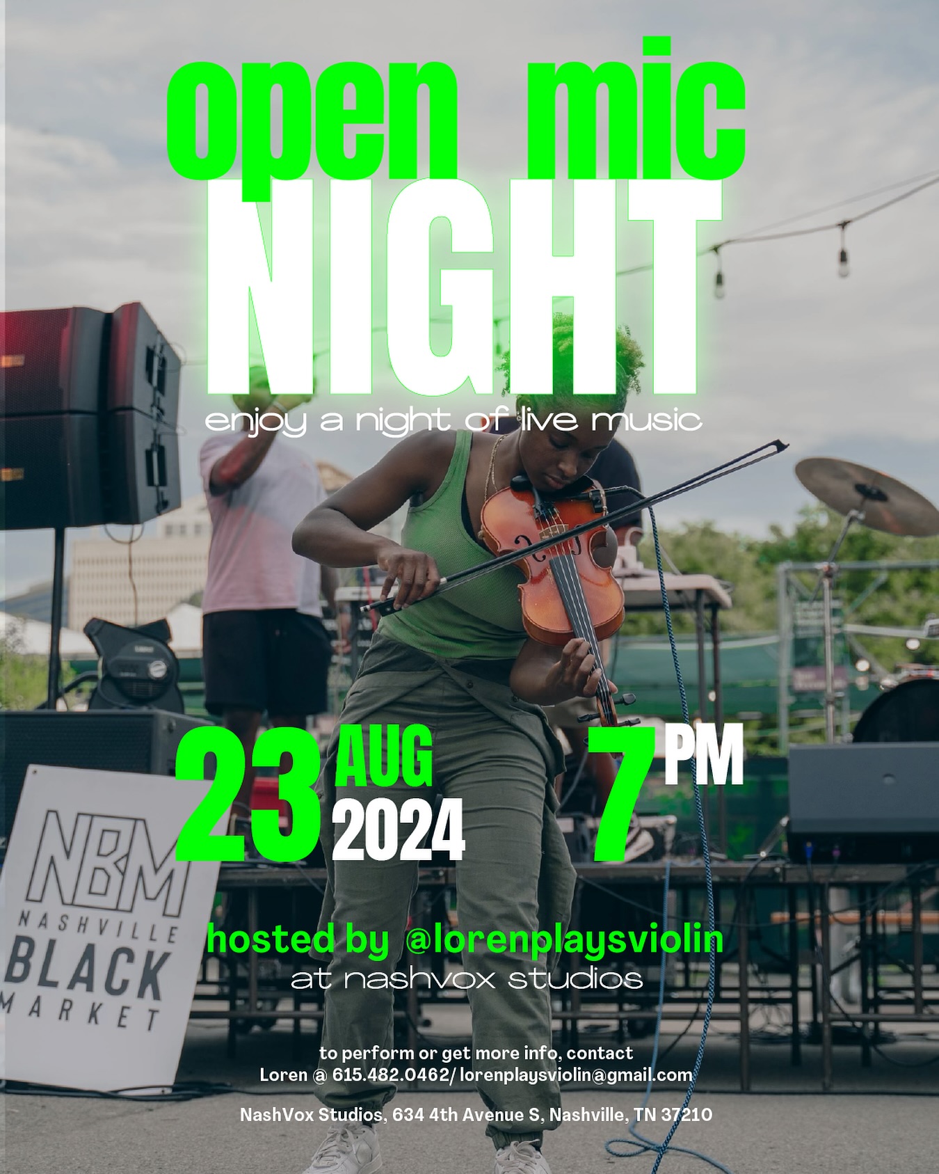 WE AT NASHVOX on Friday, August 23rd, 7pm. SIGN UP: link in bio.
@nashvoxstudios
•
•
•
#violin #nashville #livemusic #lorenplaysviolin #musiccity #violinist #fiddle #musician #music #blackmusician #blackviolinist #nashvilletn #titans