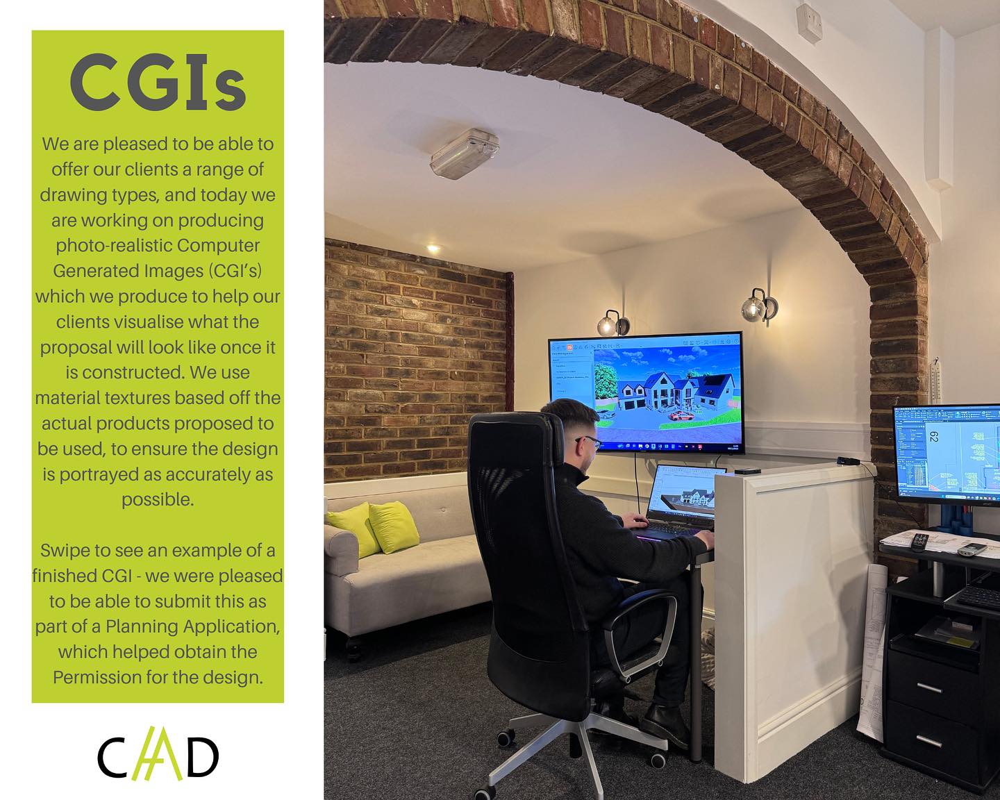 We had fun today playing around with CGIs and Virtual Reality to view our designs #caad #caadarchitecture #design #architecture #virtualreality #vr