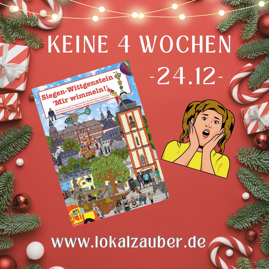 Bald ist schon Weihnachten! Schnell noch mit dem Siegen-Wittgenstein Wimmelbuch ein lokales Geschenk abgreifen! www.lokalzauber.de #wimmelbuch #kreuztal #burbachsiegerland #neunkirchen_siegerland #wilnsdorf #siegen #siegenwittgenstein #hilchenbach #netphen #badlaasphe #badberleburg #erndtebrück #freudenbergsiegerland #wimmelbuch #kinderbuch #lokalzauber #siegerland #meinsüdwestfalen #weihnachten