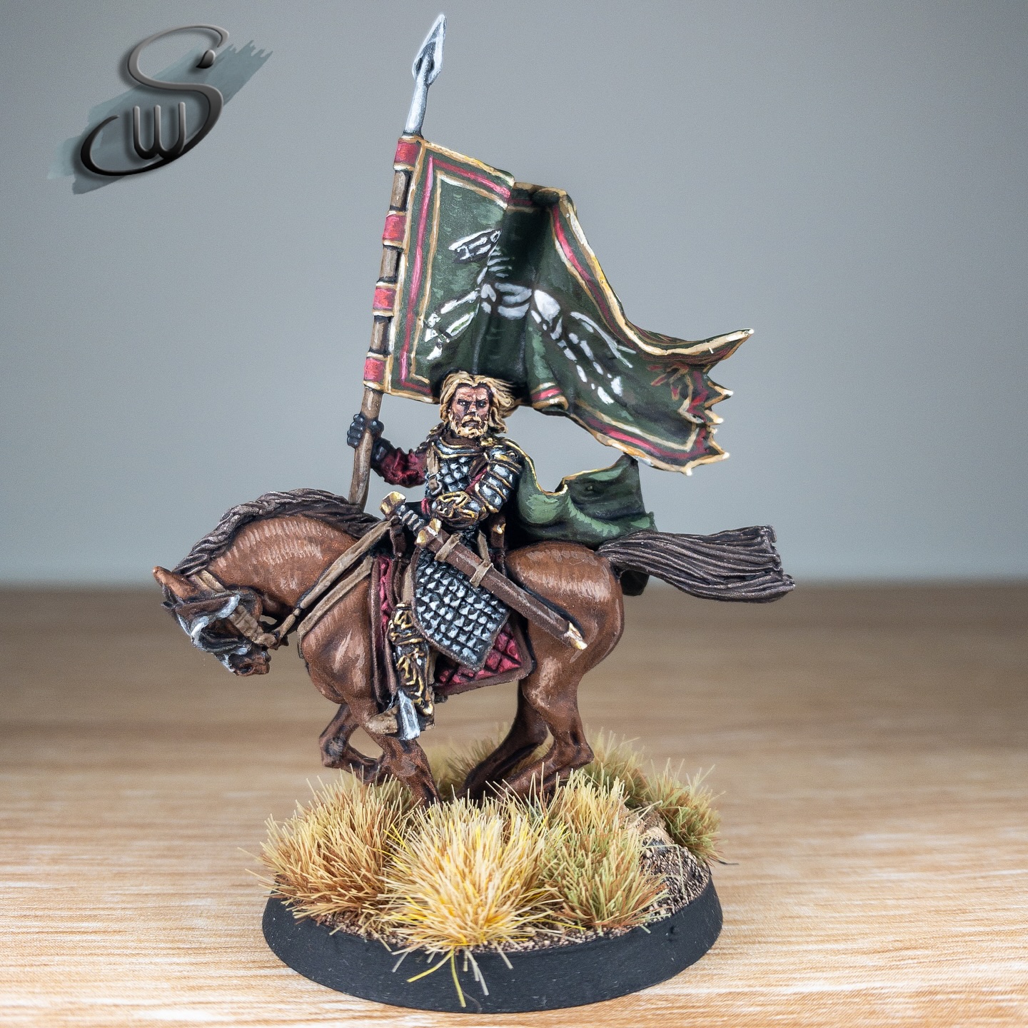 One of the oldest and wisest captains that lead the Rohirrim in battle, Gamling is a close advisor of King Théoden. Upon the battlefield of the Pelennor it is Gamling who bears the Royal Standard of Rohan as the Rohirrim charge into the fray. Ever at the side of his liege, Gamling rides with Théoden, sharing in his king’s every danger.
#MiddleEarthStrategyBattleGame
#MESBG
#GamesWorkshop
#MiniaturePainting
#Wargaming
#MiniatureWargaming
#Gamling
#RoyalStandard
#Rohan
#MiddleEarthMiniatures
#TabletopMiniatures
#FantasyMiniatures
#LotRMiniatures
#HobbyPainting
#MiniaturePainter
#WarhammerCommunity
#TabletopGaming
#MiniatureArt
#RidersofRohan
#PaintingMiniatures
#MiniatureHobby
#MiniatureMasterpiece
#WarhammerFantasy
#EpicMiniatures
#GeekCulture