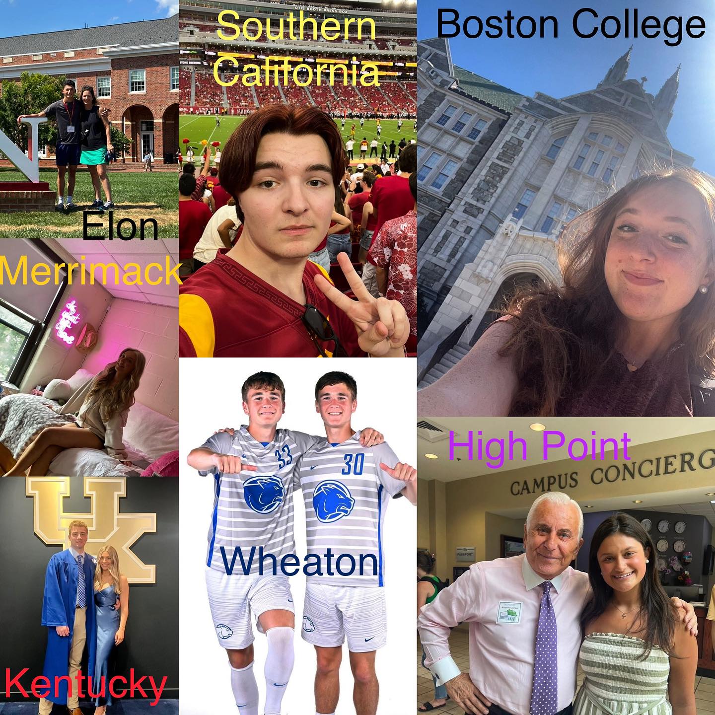 Where in the world are some of College Bound Coaching’s clients? #elonuniversity #universityofsoutherncalifornia #boston college #universityofkentucky #wheatoncollege #highpointuniversity
