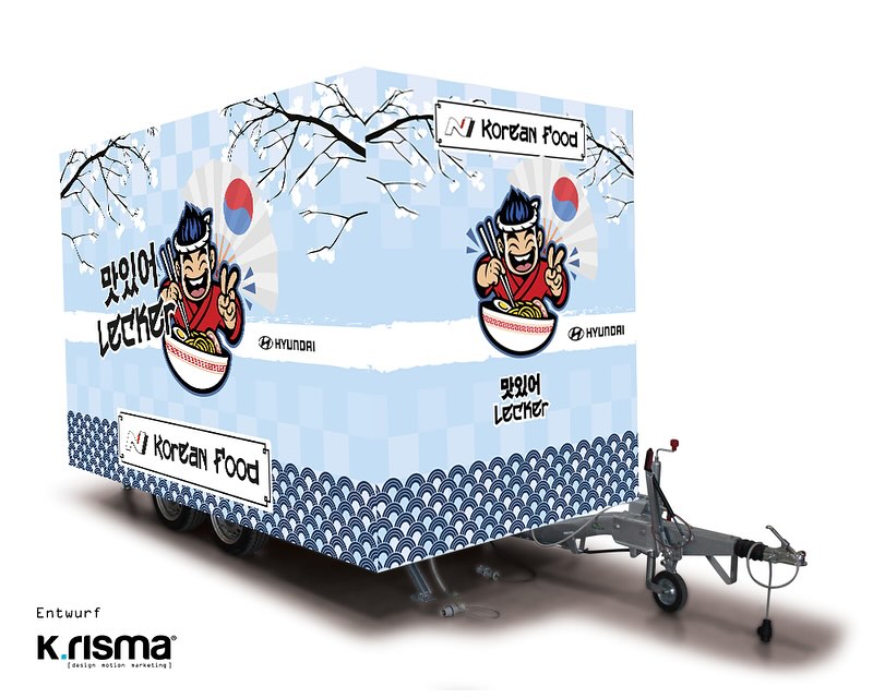 Kunde: amilla Marketing GmbH aus Braunschweig
Projekt: Entwurf eines Korean-Streetfoowagen welcher für den Autokonzern Hyundai auf dem Nürburgring zum Einsatz kommt. Leider hat es dieser Entwurf nicht final auf den Wagen geschafft. Das finale Design stammt auch von K.risma, finde ich aber zu langweilig um es hier zu zeigen 😉
#grafik #motion #marketing #kampagne #design #krisma #werbung #werbeagentur #logo #göttingen #kassel #northeim #niedersachsen #rosdorf #reinhausen #hannover #hildesheim #socialmedia #socialmediamarketing