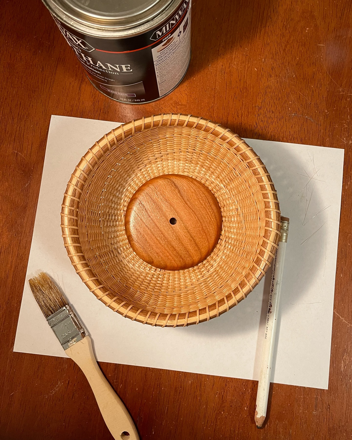 Last step: polyurethane! Catch me and this basket at December Delight on Saturday 😊