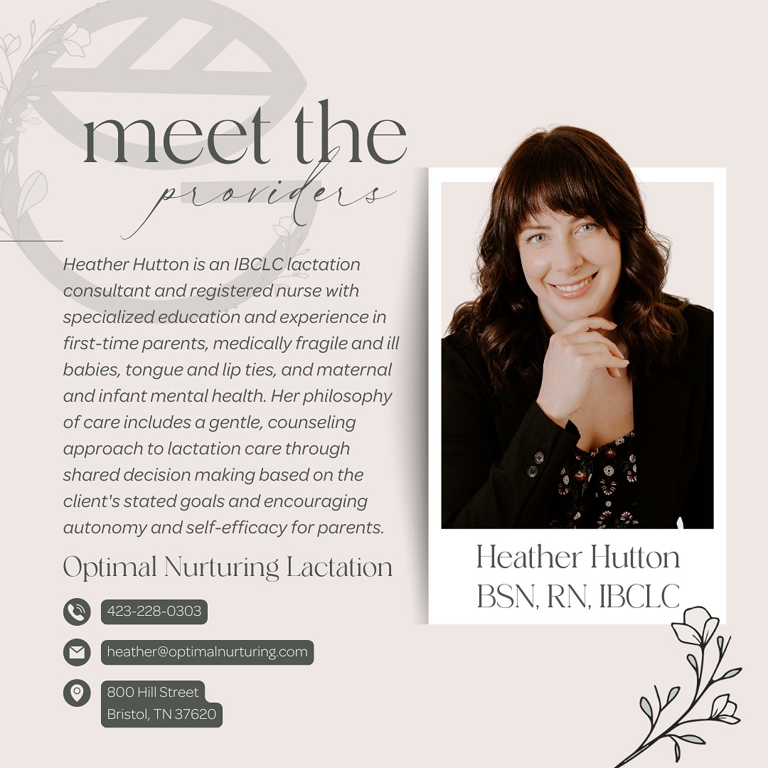 🌟 Let’s meet Heather Hutton, BSN, RN, IBCLC! 🌟
Looking for support with breastfeeding? Heather Hutton, a certified lactation consultant and registered nurse, is your go-to expert! She specializes in first-time parents, medically fragile babies, tongue and lip ties, and maternal and infant mental health. With a focus on gentle care, shared decision making, and empowering parents, Heather can help you overcome breastfeeding challenges and build a strong bond with your baby.
Get more info about Heather and @optimalnurturing:
📞 423.228.0303
📧 heather@optimalnurturing.com
💻 www.optimalnurturing.com
#HeatherHutton #lactationconsultant #breastfeeding #IBCLC #registerednurse #maternalandinfanthealth #tongueandliptie #breastfeedingsupport #babycare #newmom #parentingtips