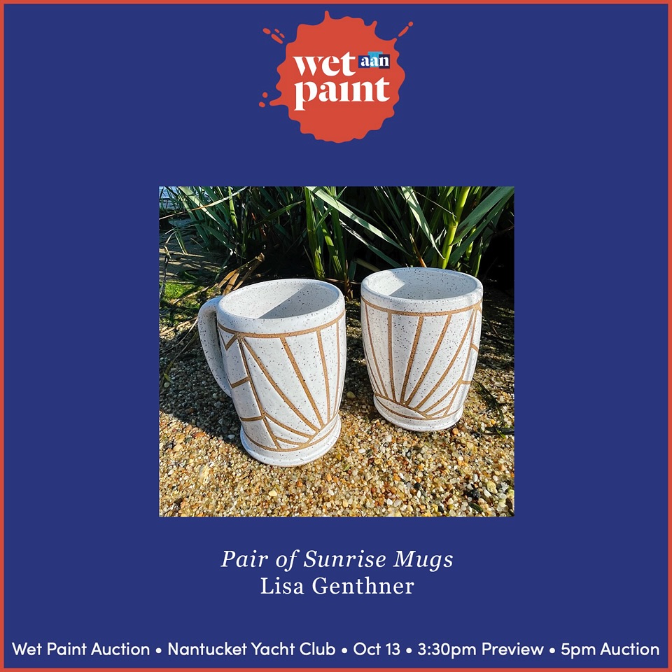 If you’d like to check out some new work from island artists this weekend, stop by 🎨 Wet Paint Weekend 🎨 at Nantucket Yacht Club! Open to the public, the auction supports both local artists and @ackartists’s fantastic classes, which is where I was first introduced to pottery. You just might spy this pair of sunrise mugs!