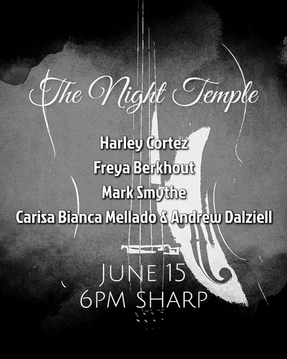 TONIGHT - SATURDAY - June 15 - 6:00pm. Composers and a String Quartet. Me on 🎸w/quartet. Limited space - DM @carisa_bianca_mellado from @nighttongue for the address if you wanna come along. Also LIVE STREAMING HERE: https://www.youtube.com/@nighttongue/streams
.
.
.
#composers #quartet #electricguitar #saturday #livemusic #artmusic