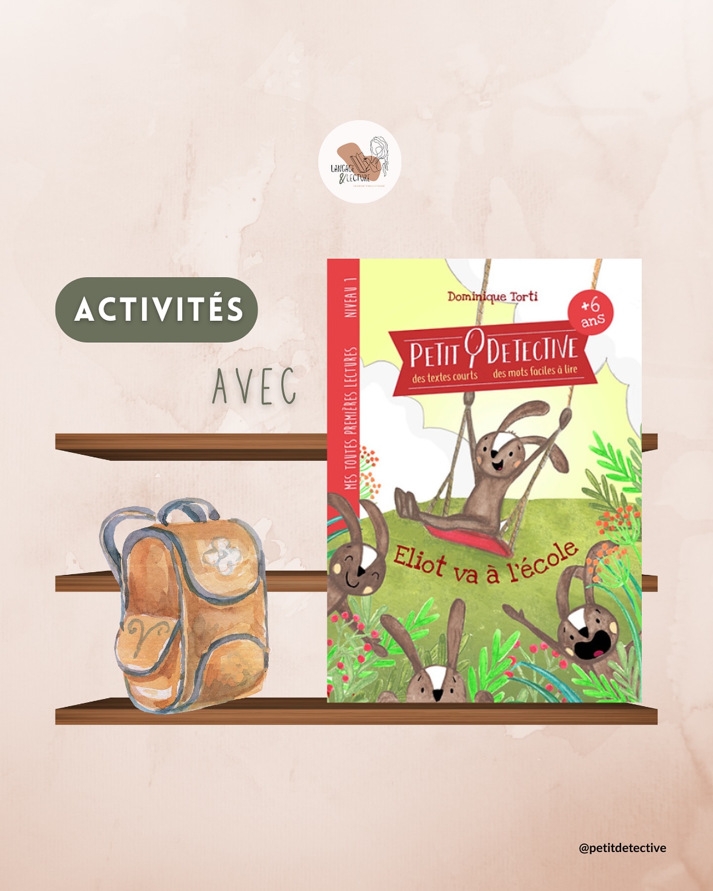 Je vous présente un nouveau livre de la collection @petitdetective que nous adorons ici.
📖 Eliot va à l’école (Niveau 1)
✍️ Une journée avec Eliot et ses amis. Ensemble, ils rigolent et partagent de bons moments.
Les enfants adorent lire les histoires attachantes de Lulu et Eliot et faire les activités présentes à la fin de chaque livre.
➕🎲
De plus, l’auteure invite les enfants à lire en s’amusant grâce à ces trois jeux (présentés dans ce post) qu’elle propose:
- le jeu de l’école
(Lire une syllabe et trouver un mot qui commence par cette syllabe parmi les cartes présentes)
- la pizzeria
(Jouer au restaurant et confectionner les meilleures pizzas 🍕 grâce aux menus proposés)
- un domino
(Associer mots et images)
Retrouvez ces jeux lors des ateliers langage & lecture. Jouer et lire, quel plaisir!
#apprendrealire #premiereslectures #apprentissagedelalecture #lireensamusant #plaisirdelire #histoiresmotivantes #lecturesenfants #lecturescp #lireenmaternelle #joueretlire #premiereshistoires