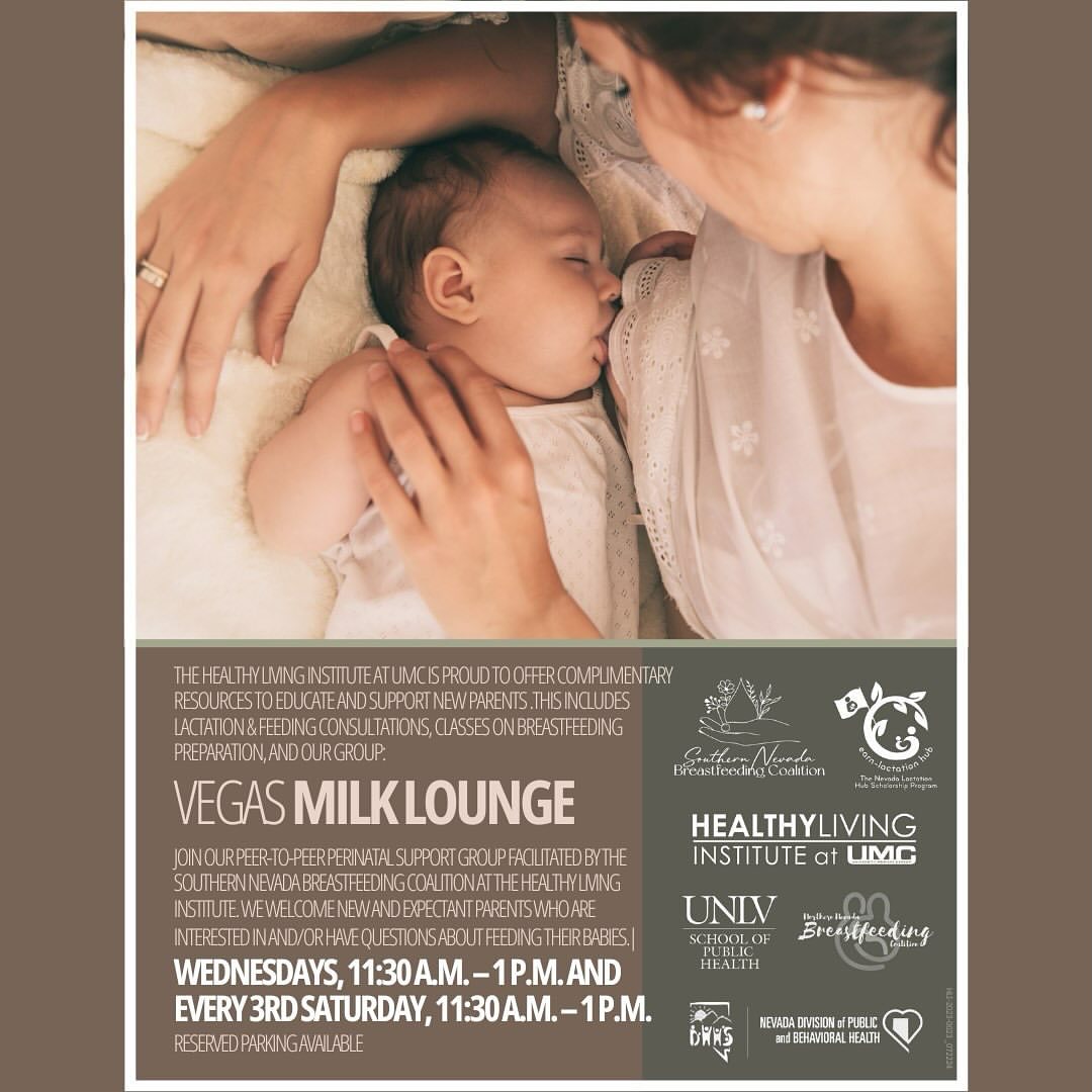 Posted @withregram • @unlvearnfs Join the UNLV Early Responsive Nurturing Care for Food Security (EARN-FS) team and Southern Nevada Breastfeeding Coalition as they host a FREE weekly breastfeeding support group at The Healthy Living Institute.
Vegas Milk Lounge
Every Wednesday from 11am-12pm @ The Healthy Living Institute, near UMC.
✨ Who can participate?
Pregnant and postpartum individuals interested in or with questions about feeding their babies. Whether you are having issues or just want to meet fellow parents, this space is for you!
✨ Where to RSVP?
You Can RSVP for the weekly support group on the Healthy Living Institute Website.
✨ Who are the hosts?
The Southern Nevada Breastfeeding Coalition will have one of their IBCLCs and a lactation provider provide services weekly at The Healthy Living Institute. There will also be other pregnant and postpartum individuals you can learn from and meet.
✨ What if I need advanced support?
The Southern Nevada Breastfeeding Coalition IBCLC will help with advanced breastfeeding referrals to the Latch Las Vegas clinic. As part of funding from NACCHO, we will cover all expenses for non-insured or under-insured people to receive advanced care. Go to the group and see if you qualify for more 1-1 care.
#breastfeedingsupport #latchlasvegas